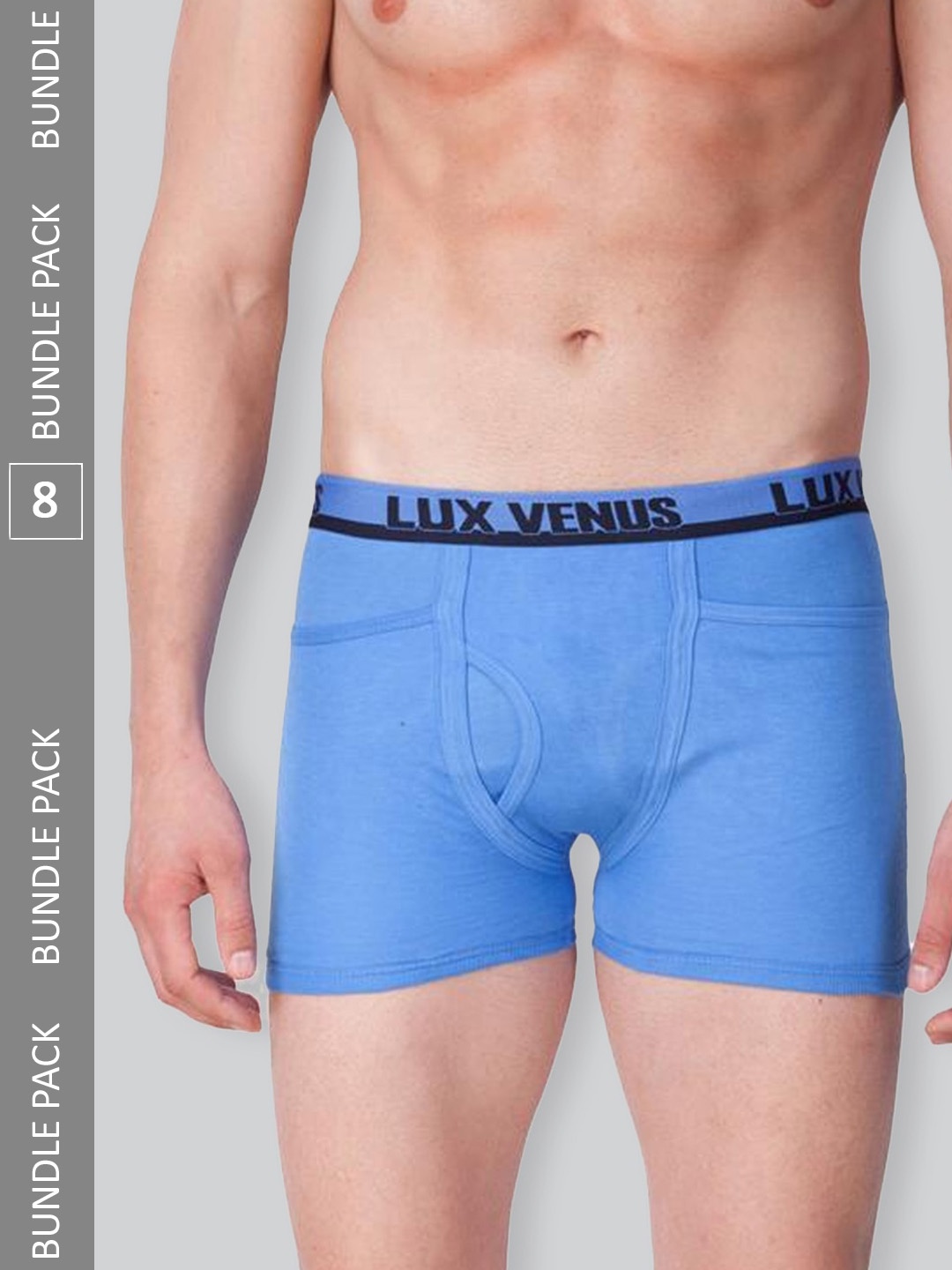 

LUX VENUS Men Pack Of 8 Assorted Pure Cotton Trunks