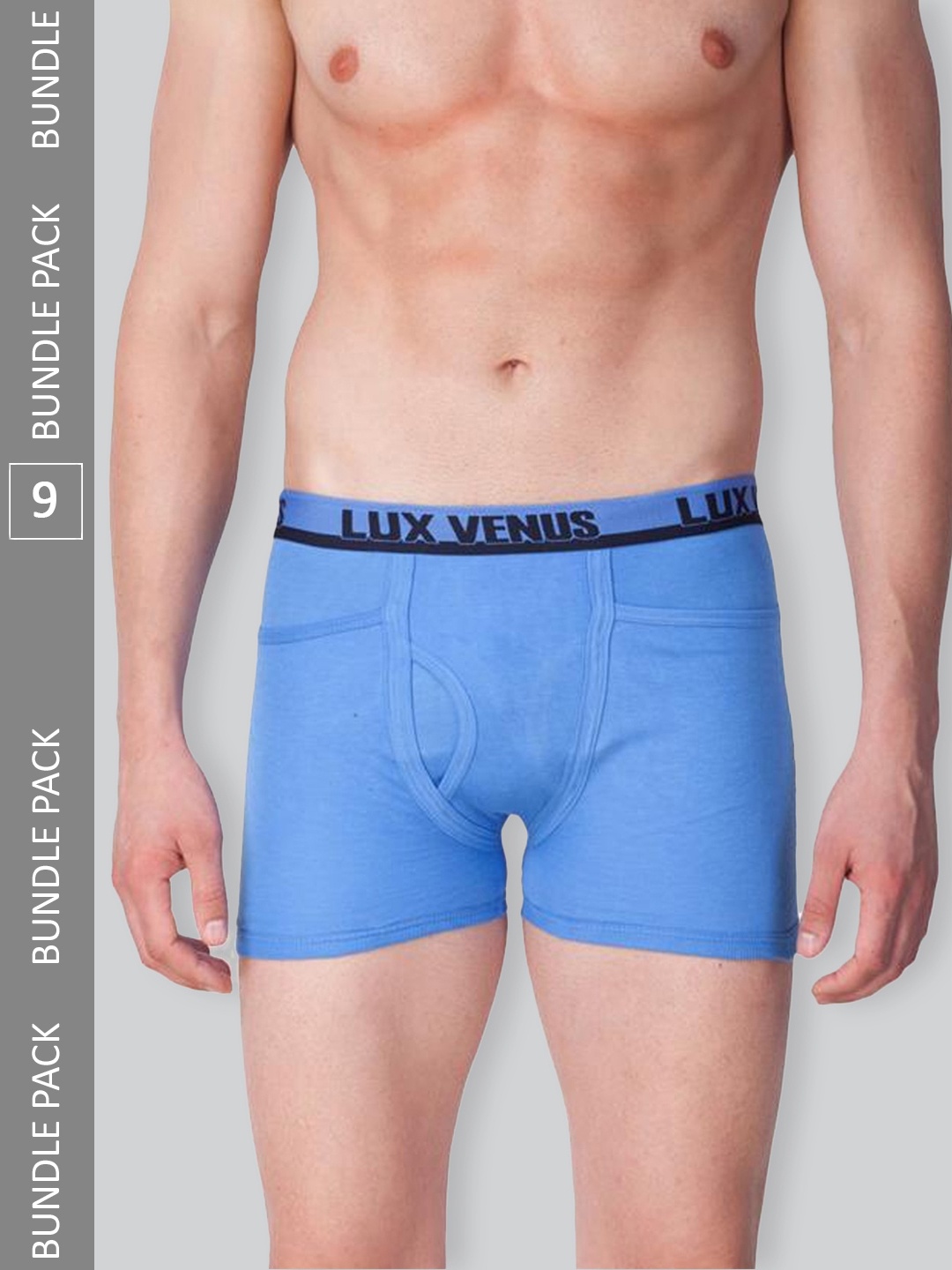 

LUX VENUS Men Pack Of 9 Assorted Pure Cotton Trunks