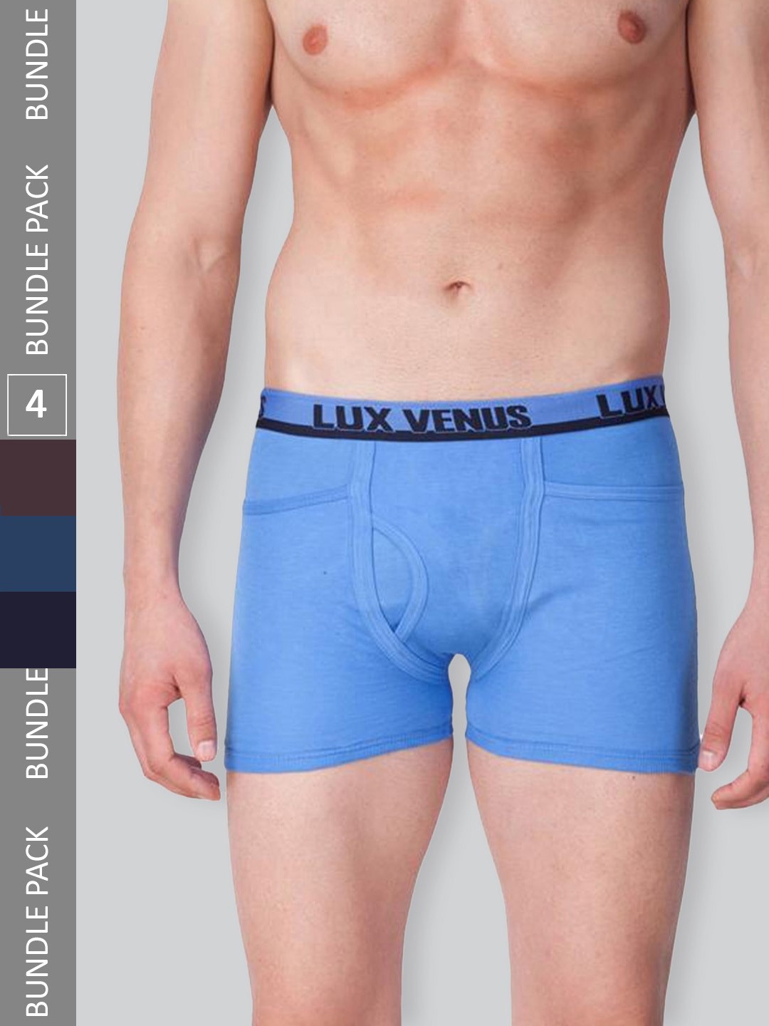 

LUX VENUS Men Pack Of 4 Assorted Pure Cotton Trunks