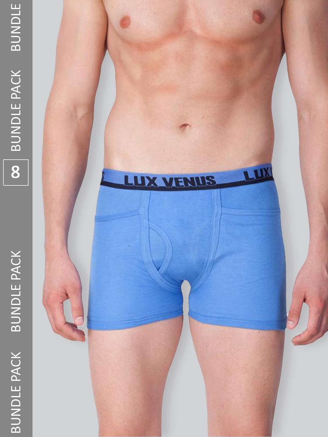 

LUX VENUS Men Pack Of 8 Assorted Pure Cotton Trunks