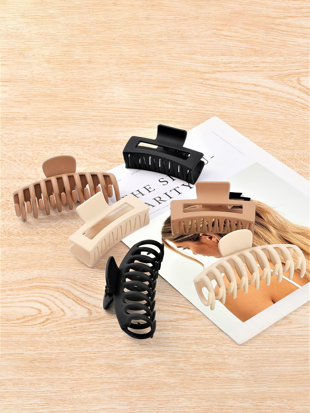

Krelin Women Set of 6 Claw Clip, Beige