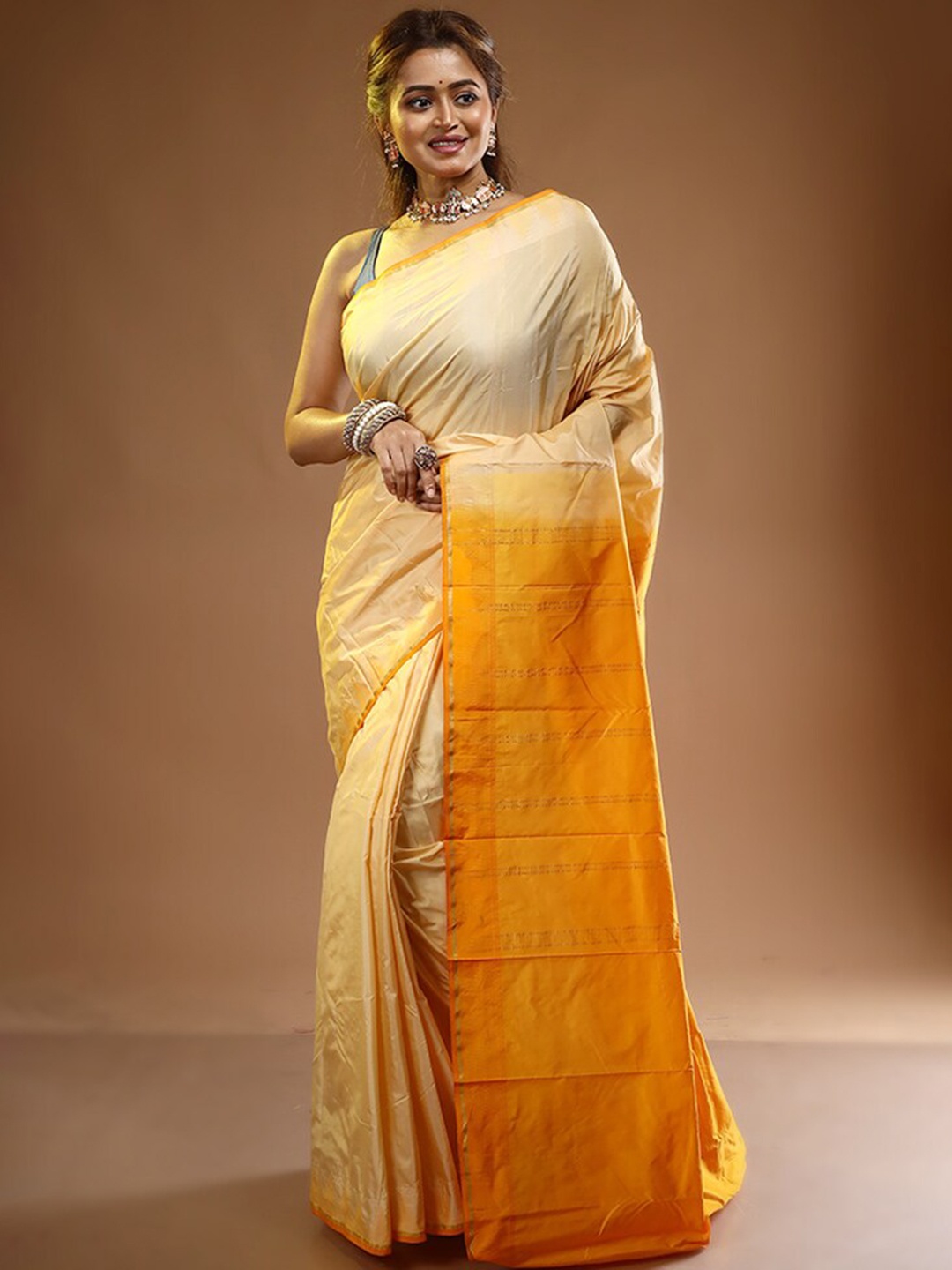 

AllSilks Zari Kanjeevaram Saree, Peach