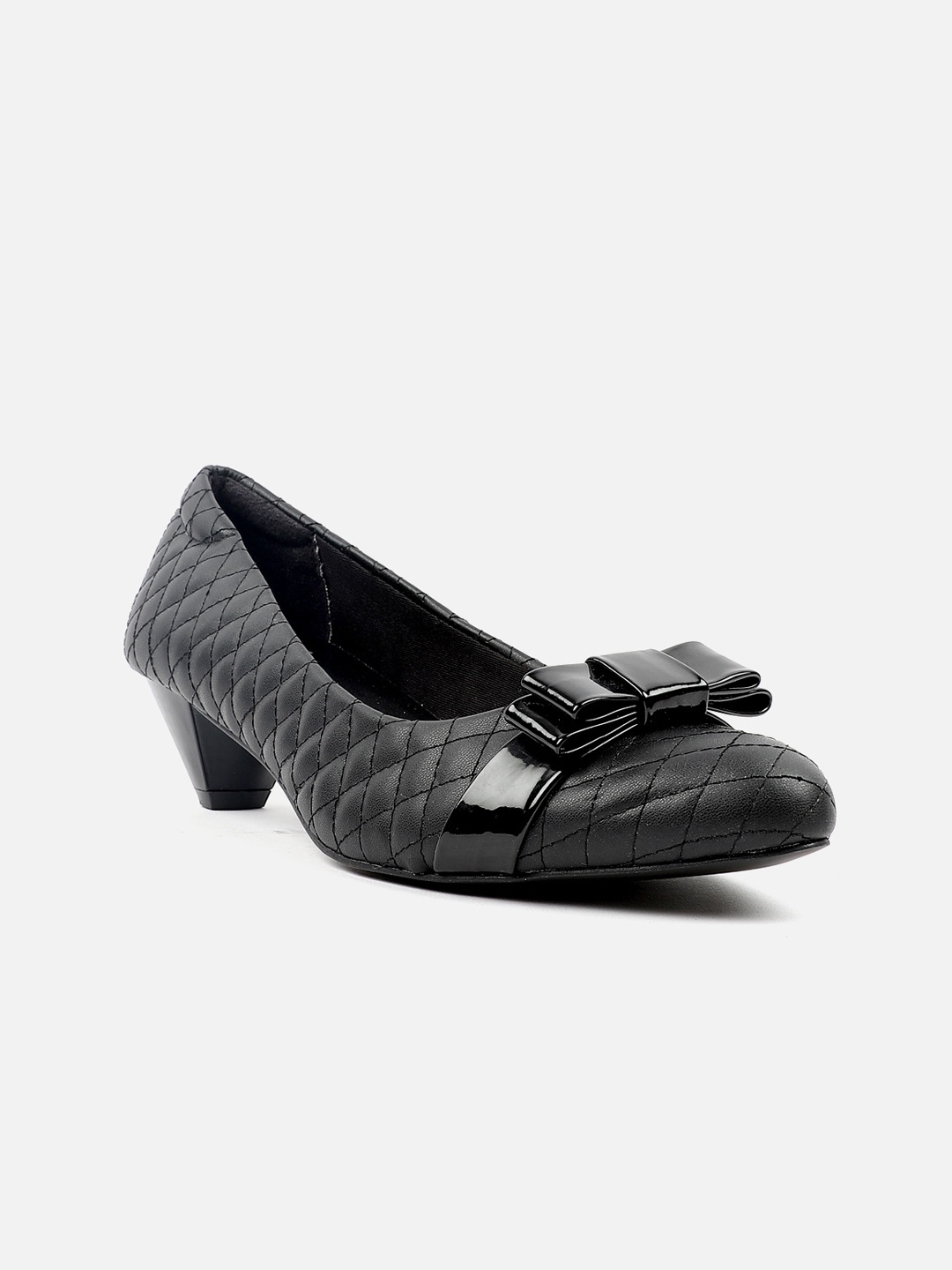 

Carlton London Pointed Toe Textured Kitten Pumps With Bows, Black