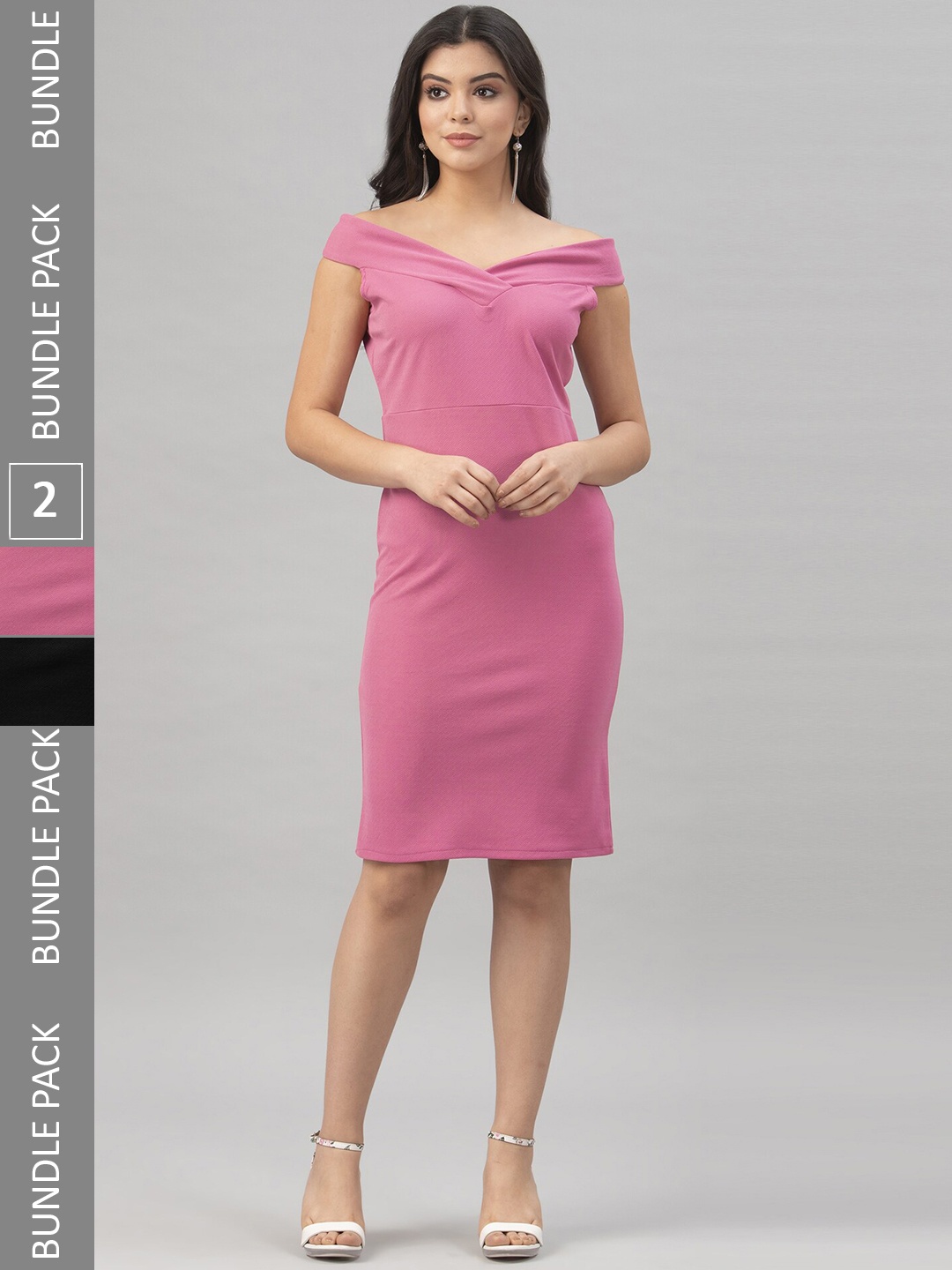 

Selvia Pack Of 2 Off-Shoulder Sheath Dress, Pink