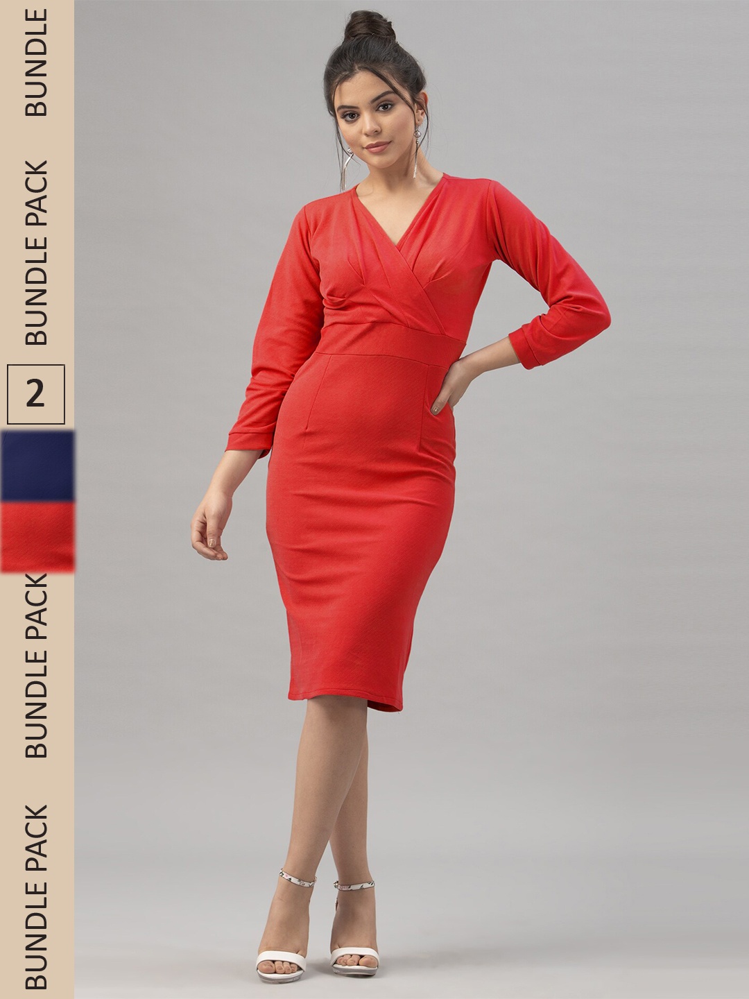 

Selvia Pack of 2 Off-Shoulder Sheath Dress, Red