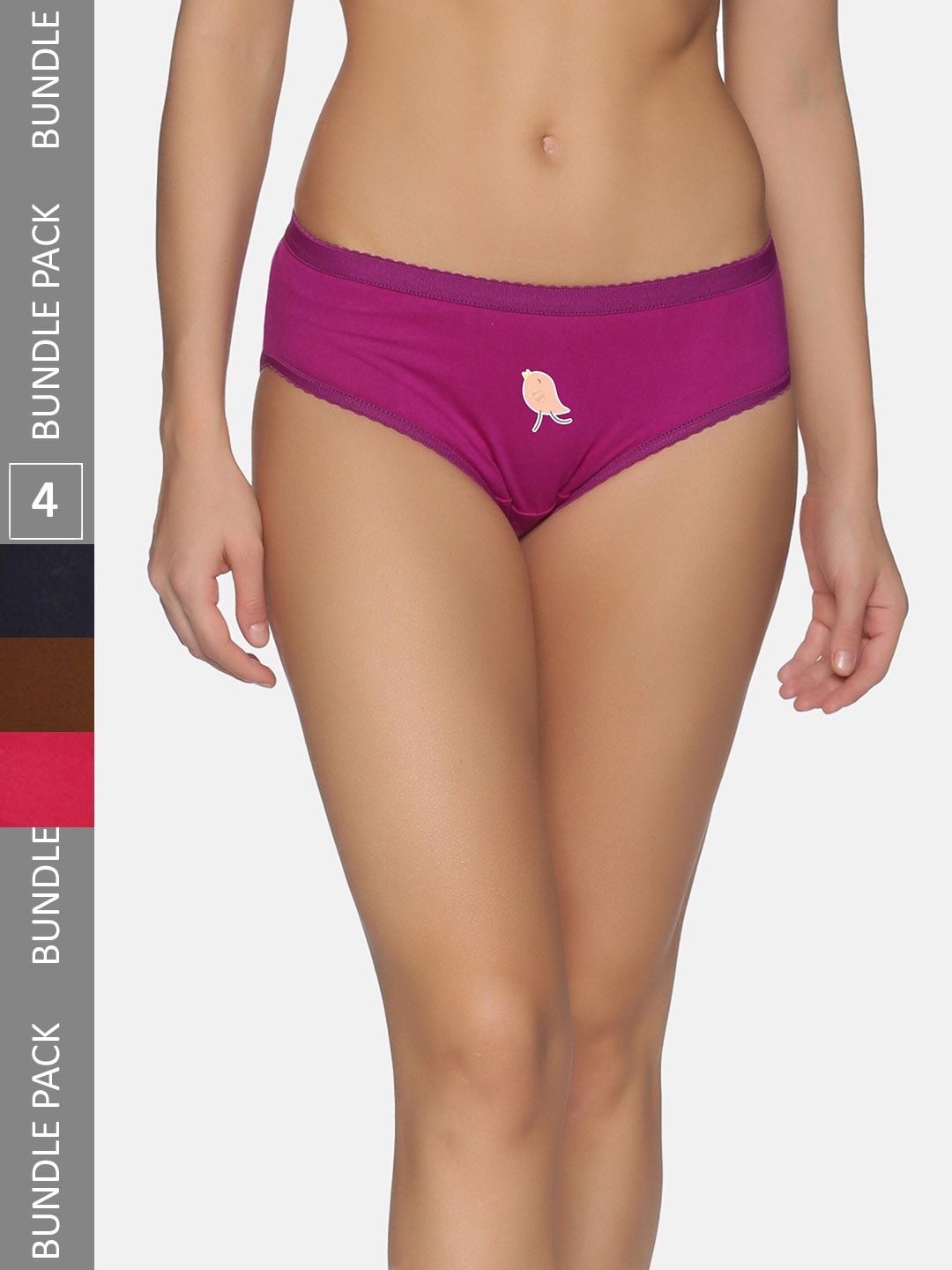 

NOT YET by us Women Pack Of 4 Mid-Rise Assorted Pure Cotton Hipster Briefs