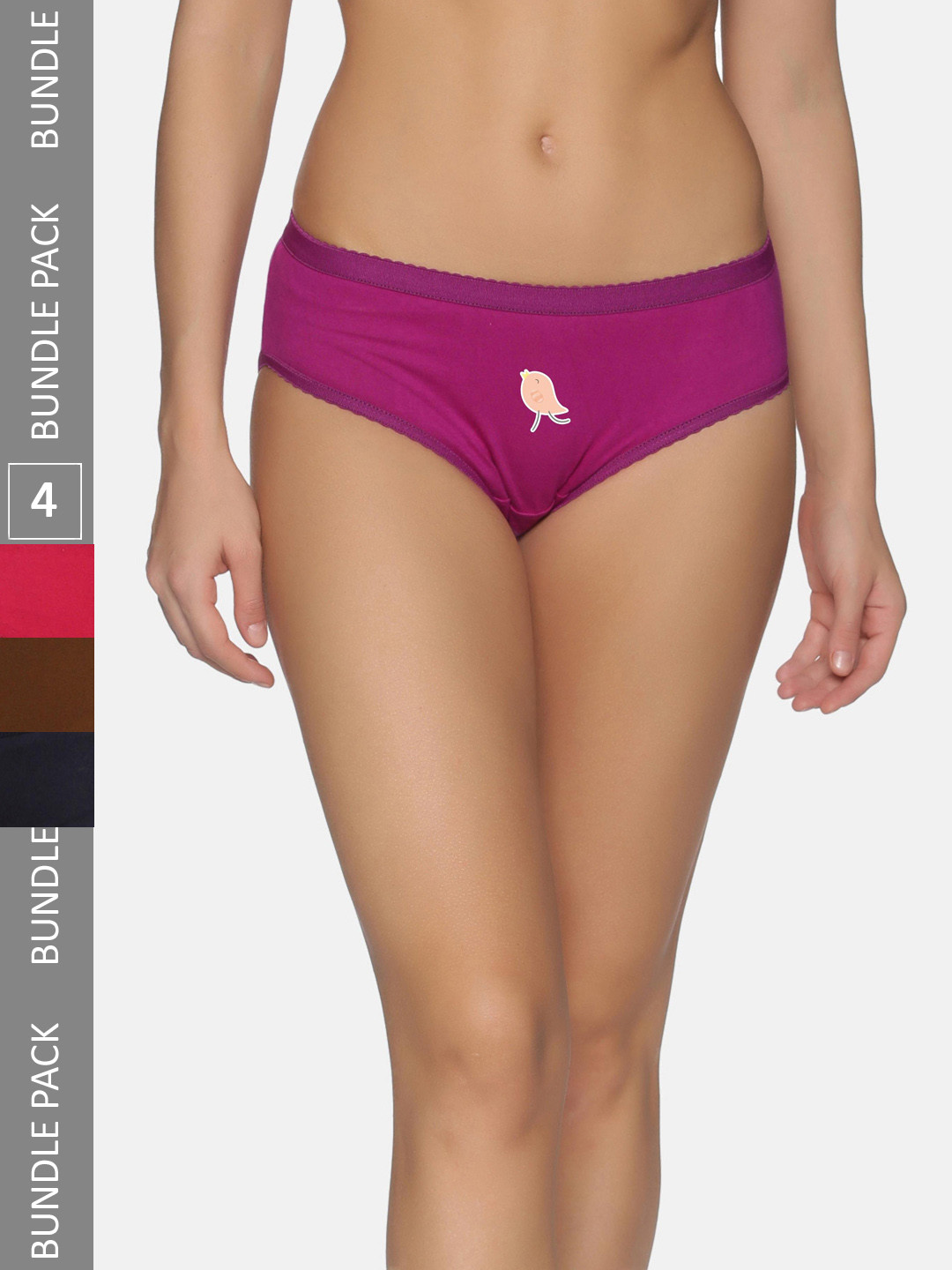 

NOT YET by us Women Pack Of 4 Mid-Rise Assorted Pure Cotton Hipster Briefs