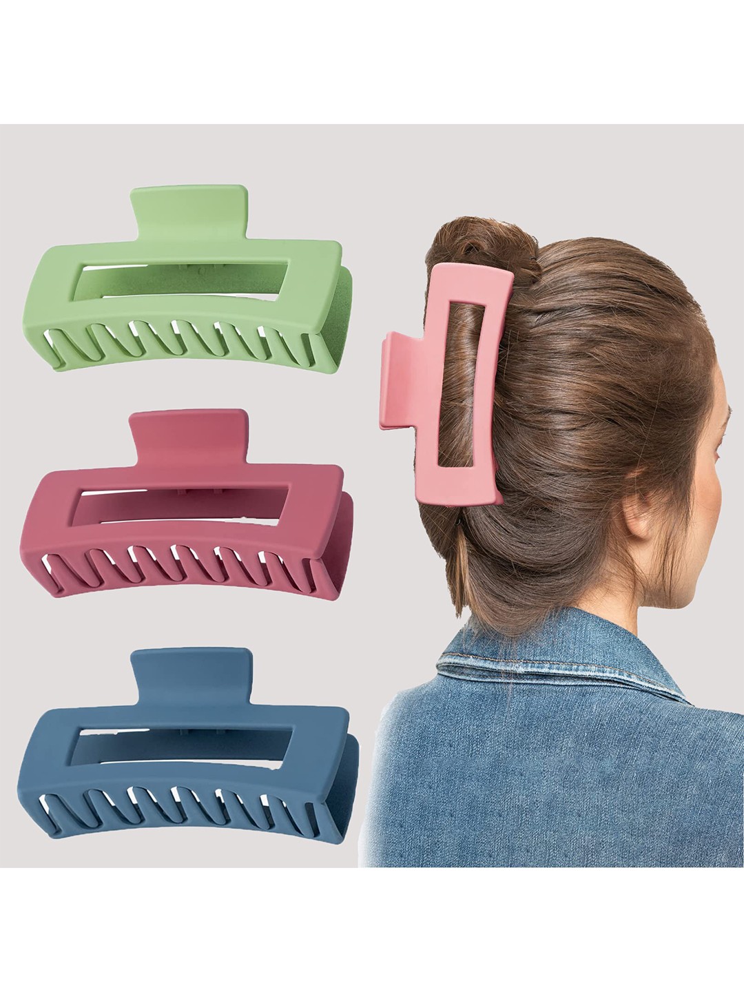 

Krelin Women Set Of 3 Plastic Claw Clips, Pink