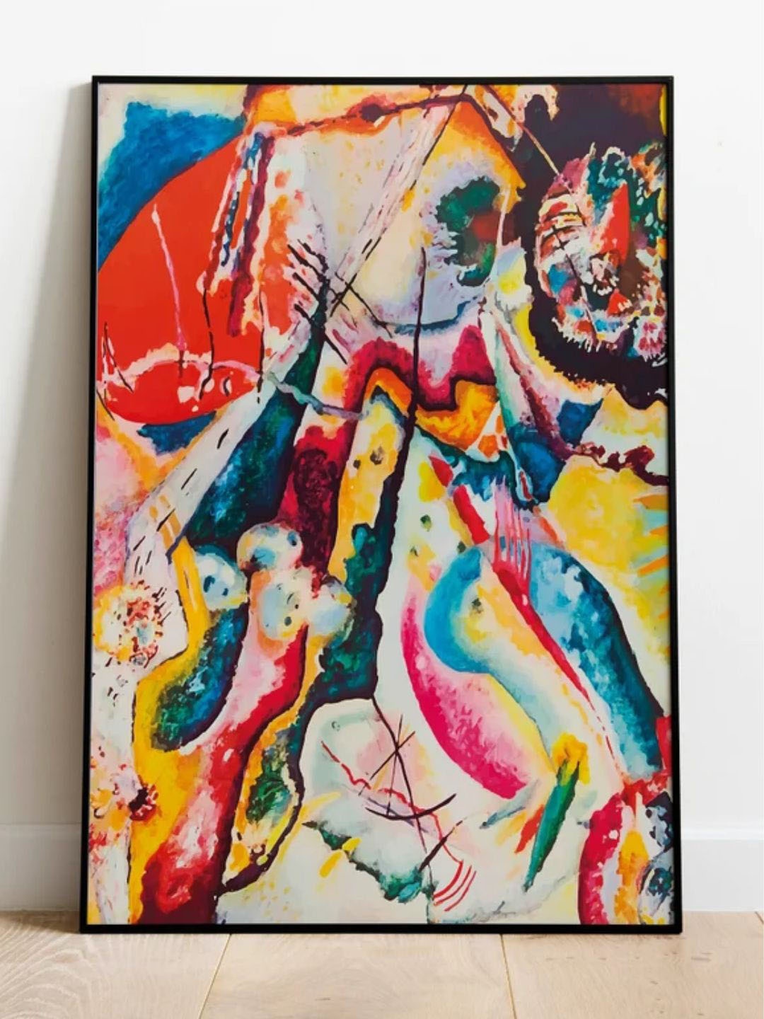 

INDIAN CLASSIC ART Pink & Yellow Abstract Printed Vintage Frame Painting