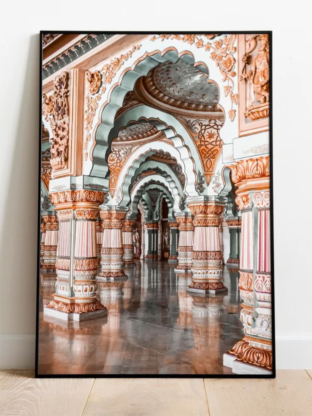 

INDIAN CLASSIC ART Beige & Blue Neutral Indian Palace Painting Wall Art
