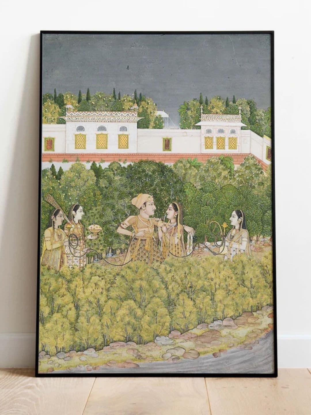 

INDIAN CLASSIC ART Green & White Indian Royal Raja Rani Wall Art