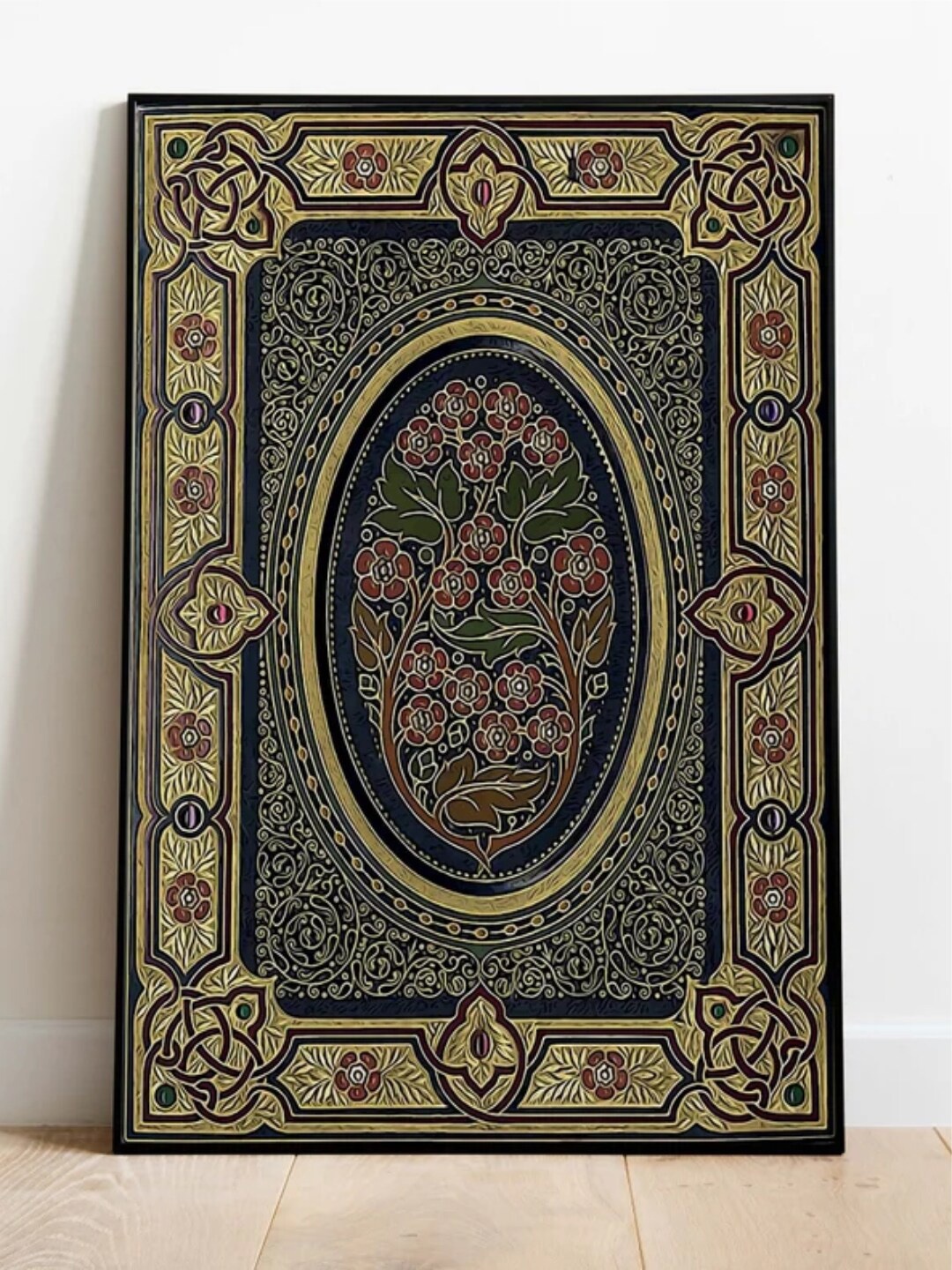 

INDIAN CLASSIC ART Pichwai Floral Paintings Wall Art, Black