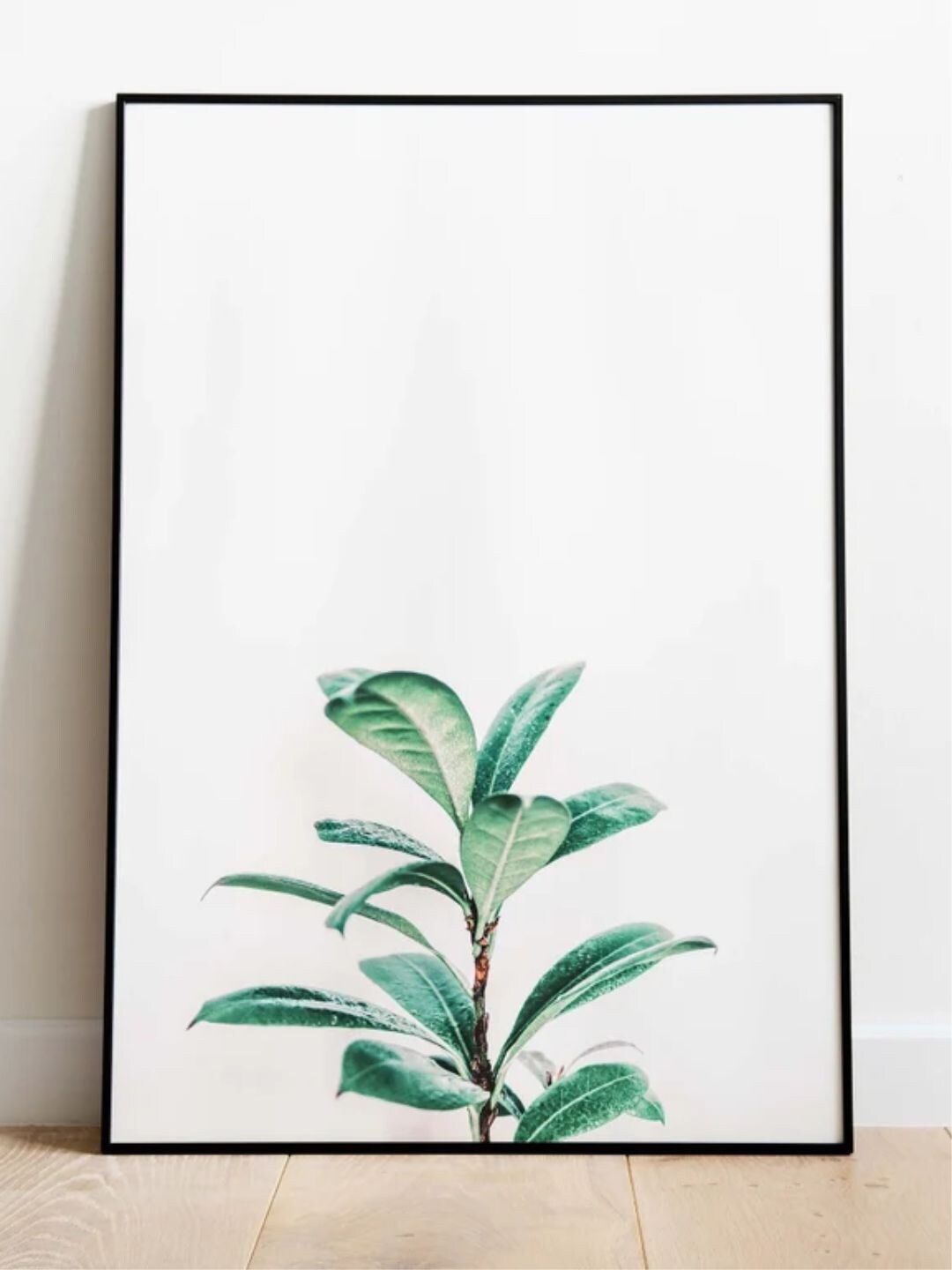 

INDIAN CLASSIC ART White & Green Leaf Botanical Wall Painting