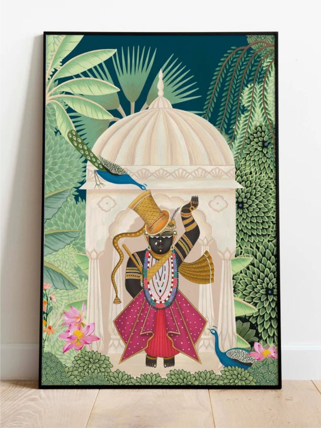 

INDIAN CLASSIC ART Shreenathji Pichwai Traditional Painting, Green