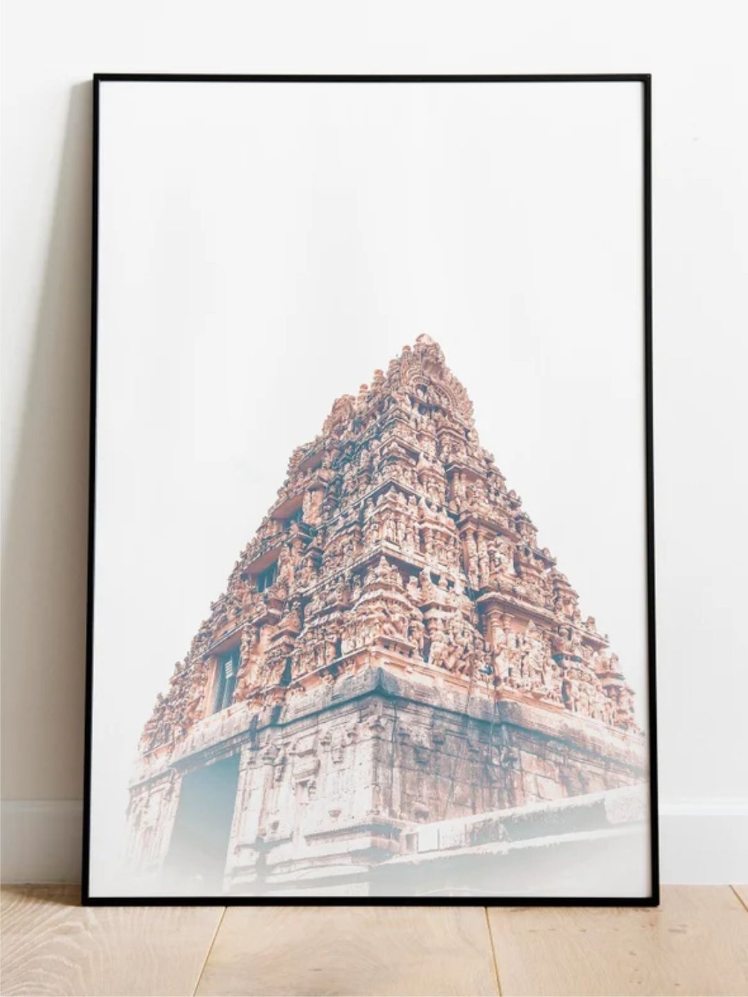 

INDIAN CLASSIC ART Brown & White Tamil Nadu Temple Wall Painting