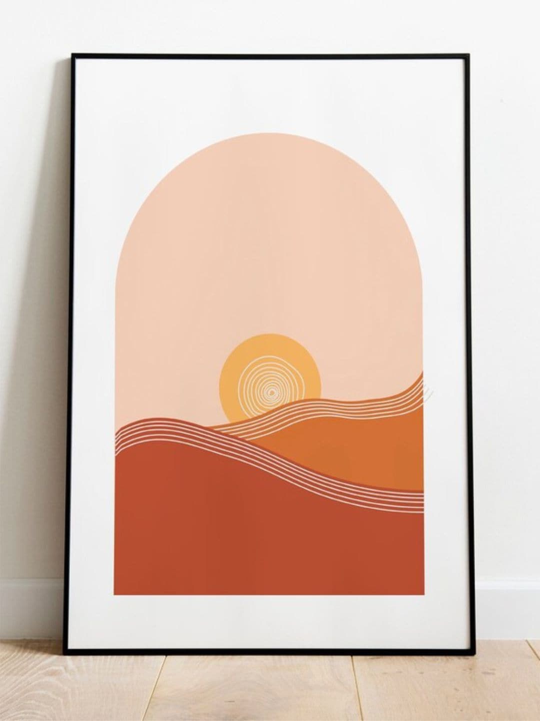 

INDIAN CLASSIC ART White & Orange Sun Set Wall Painting