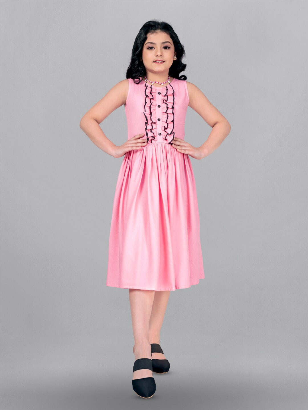 

FASHION DREAM Ruffle Fit & Flare Midi Dress, Pink