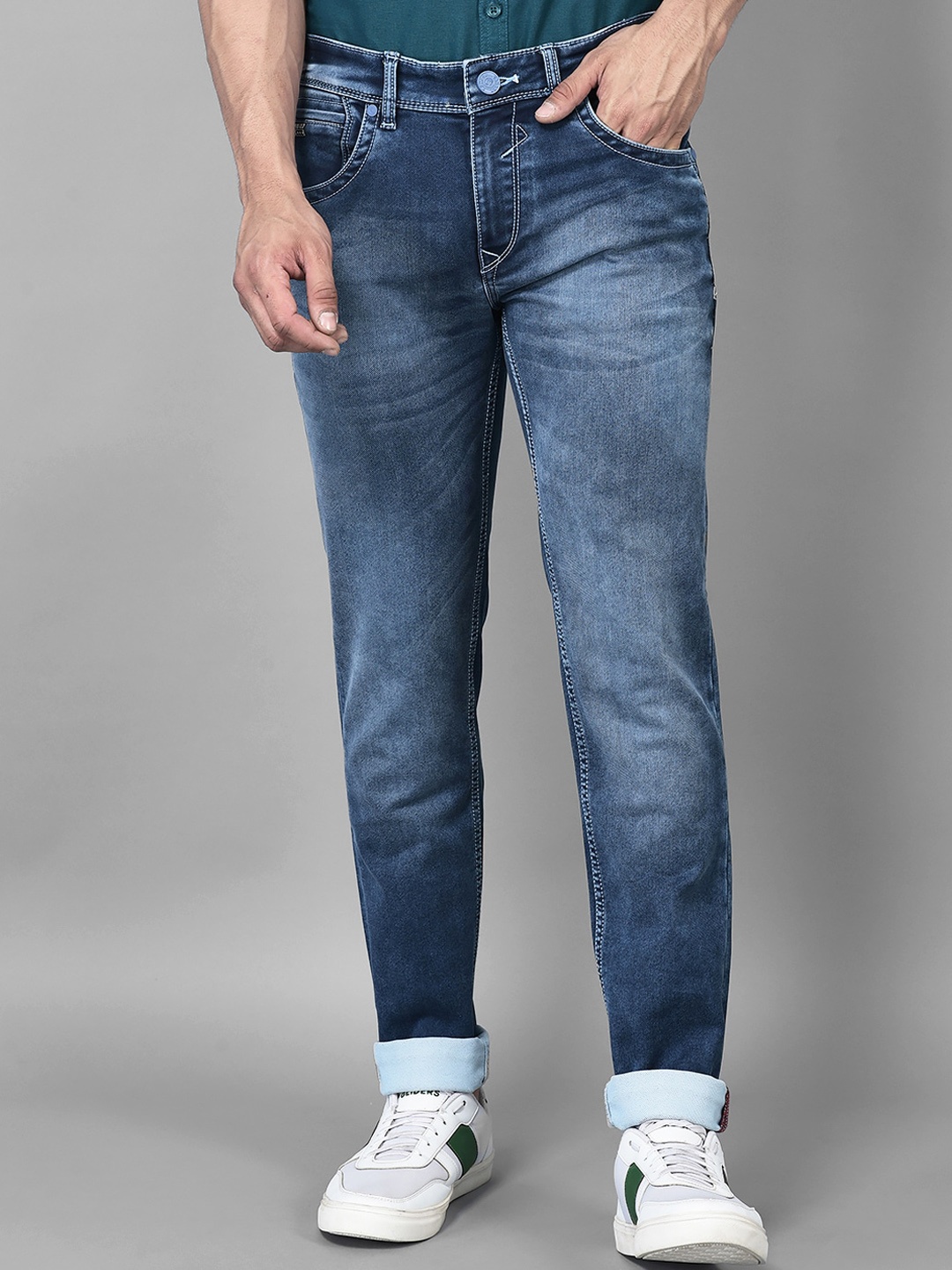 

Canary London Men Smart Skinny Fit Low-Rise Heavy Fade Stretchable Jeans, Blue