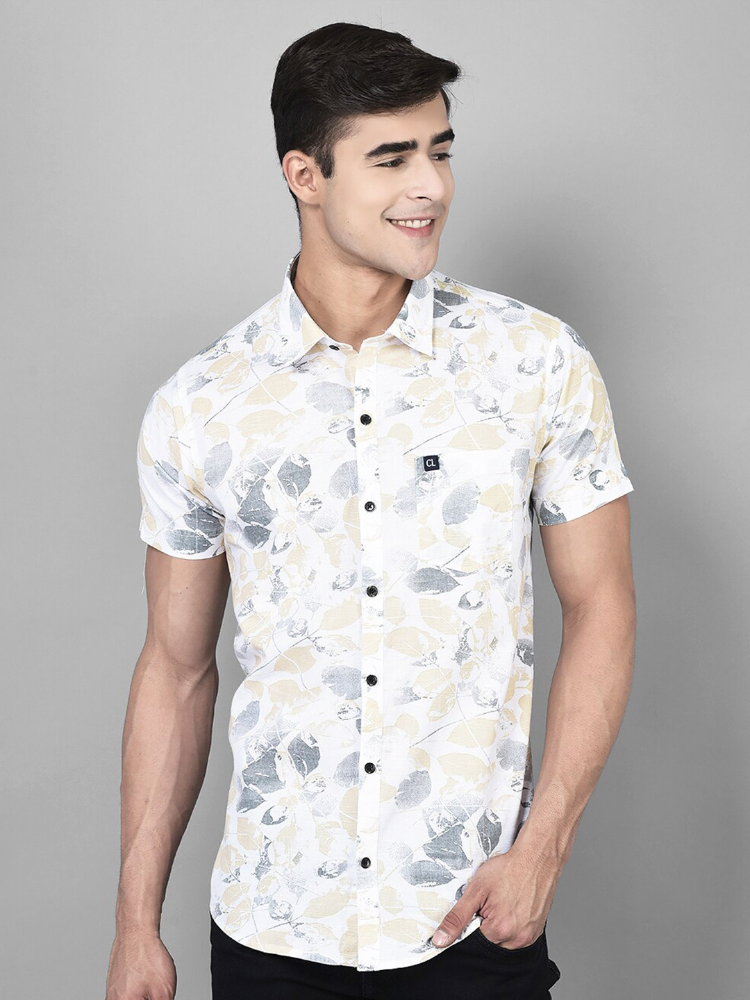 

Canary London Smart Conversational Printed Slim Fit Casual Shirt, White