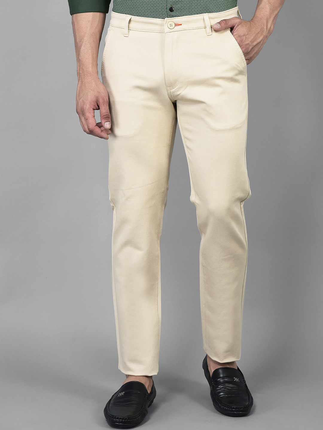 

Canary London Men Slim Fit Wrinkle Free Cotton Chinos Trousers, Beige