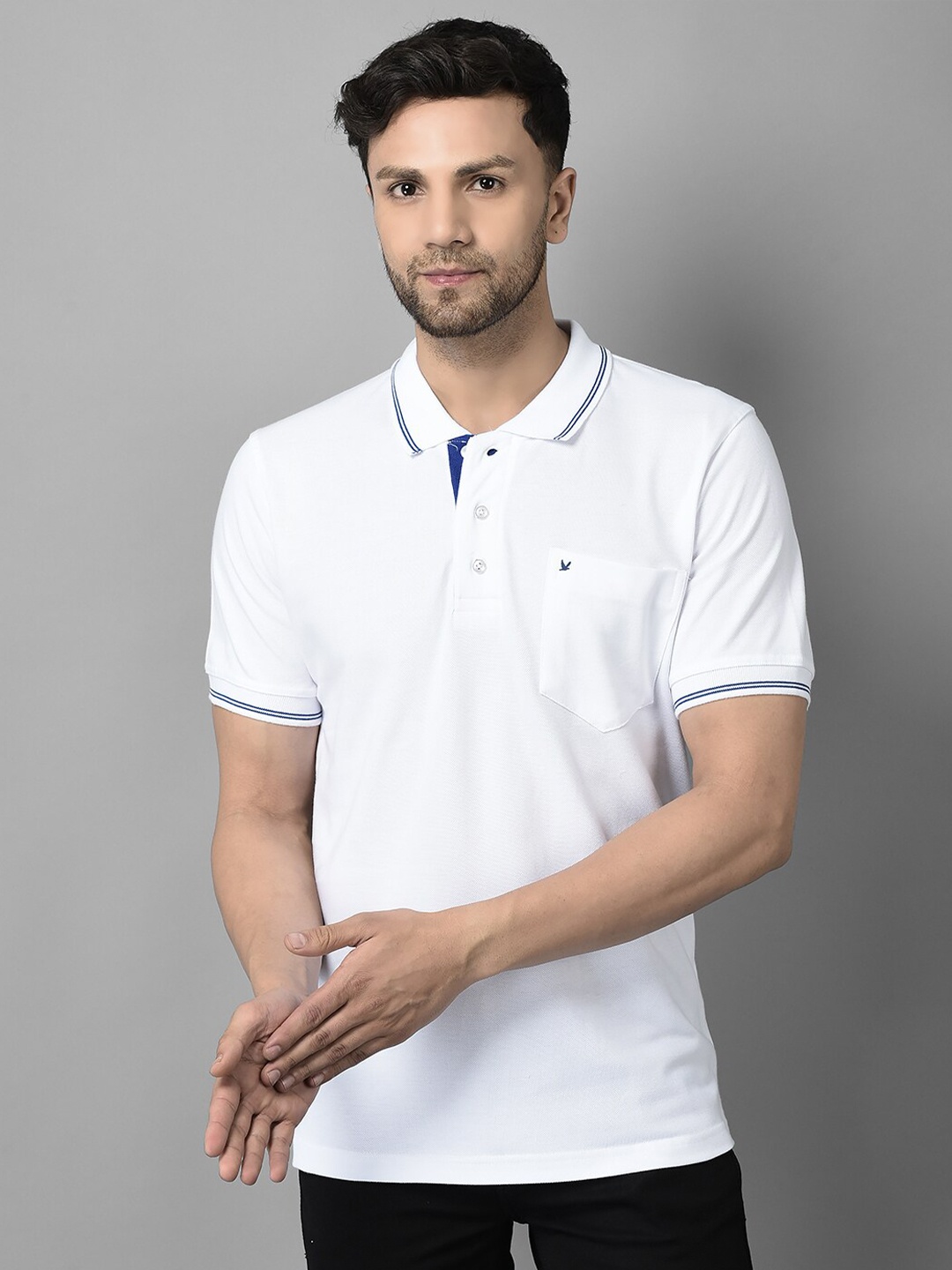 

Canary London Polo Collar Pure Cotton Short Sleeves Slim Fit T-shirt, White