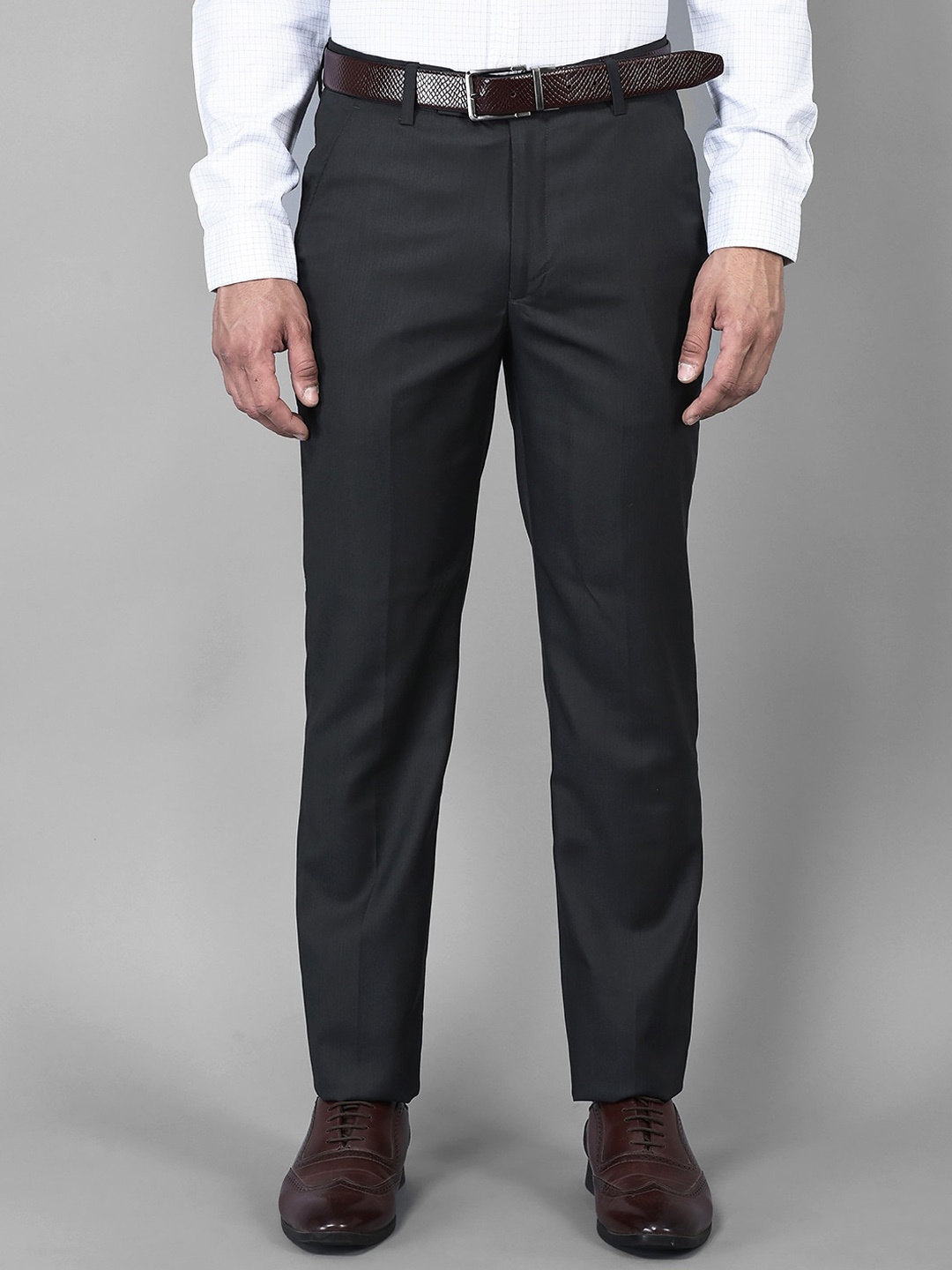 

Canary London Men Slim Fit Wrinkle Free Formal Trousers, Charcoal