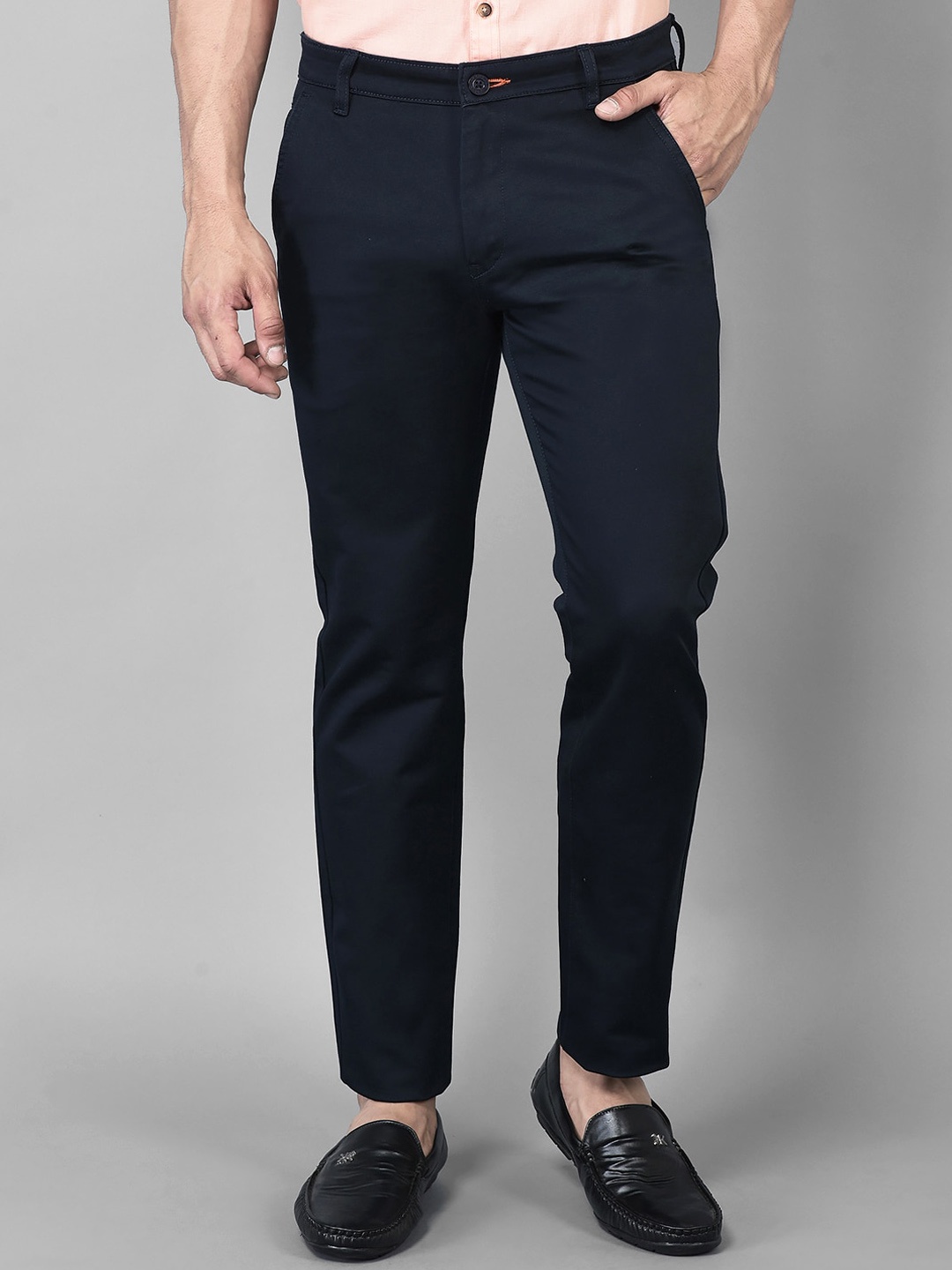 

Canary London Men Slim Fit Wrinkle Free Cotton Chinos Trousers, Navy blue