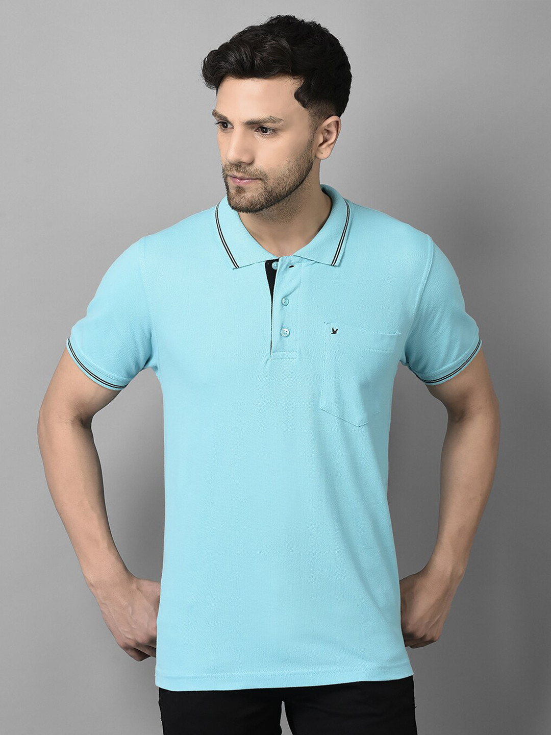 

Canary London Polo Collar Pure Cotton Slim Fit T-shirt, Blue