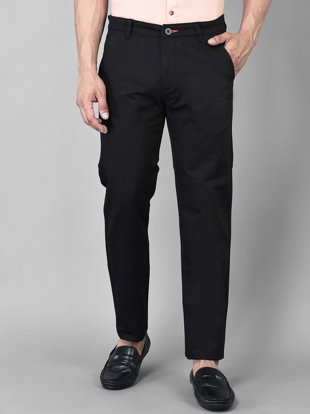 

Canary London Men Slim Fit Wrinkle Free Cotton Chinos Trousers, Black