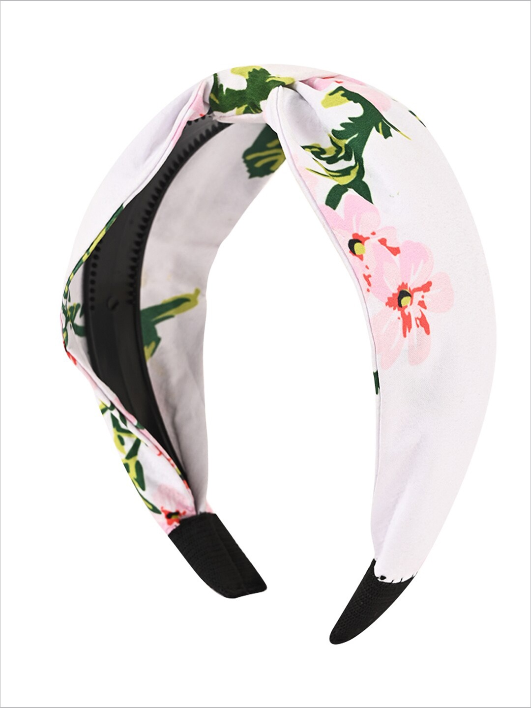 

BuckleUp Women Floral Printed Hairband With Knot Detail, White