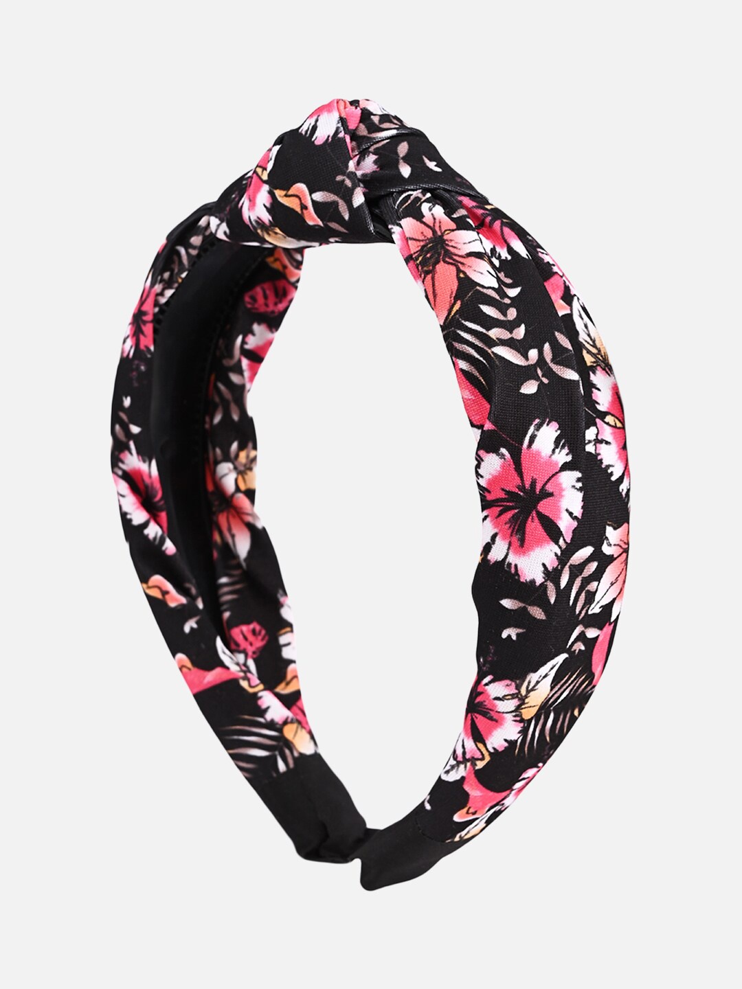 

BuckleUp Floral Printed Knot-Detail Hairband, Black