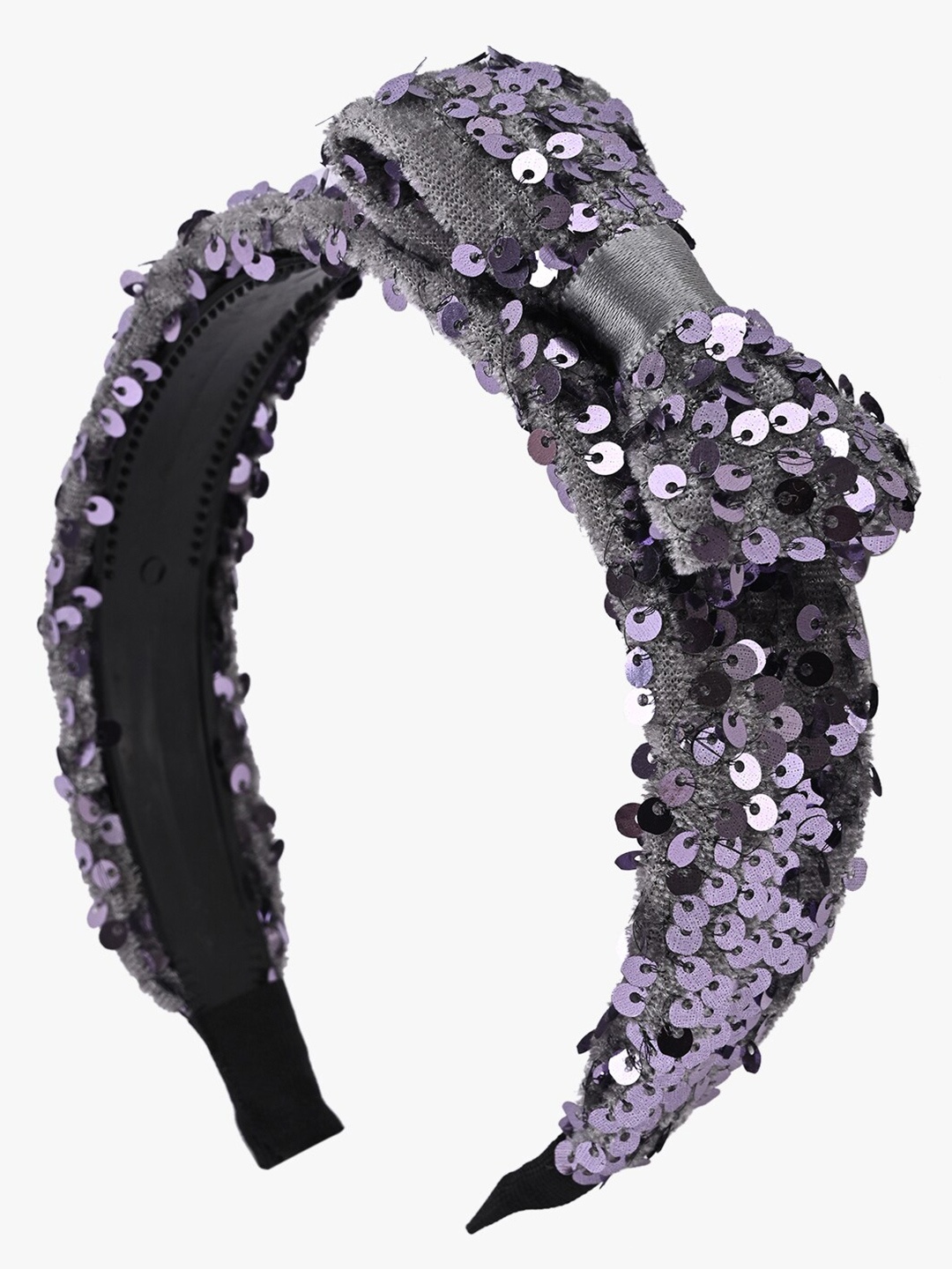 

BuckleUp Embellished Knot-Detail Hairband, Grey