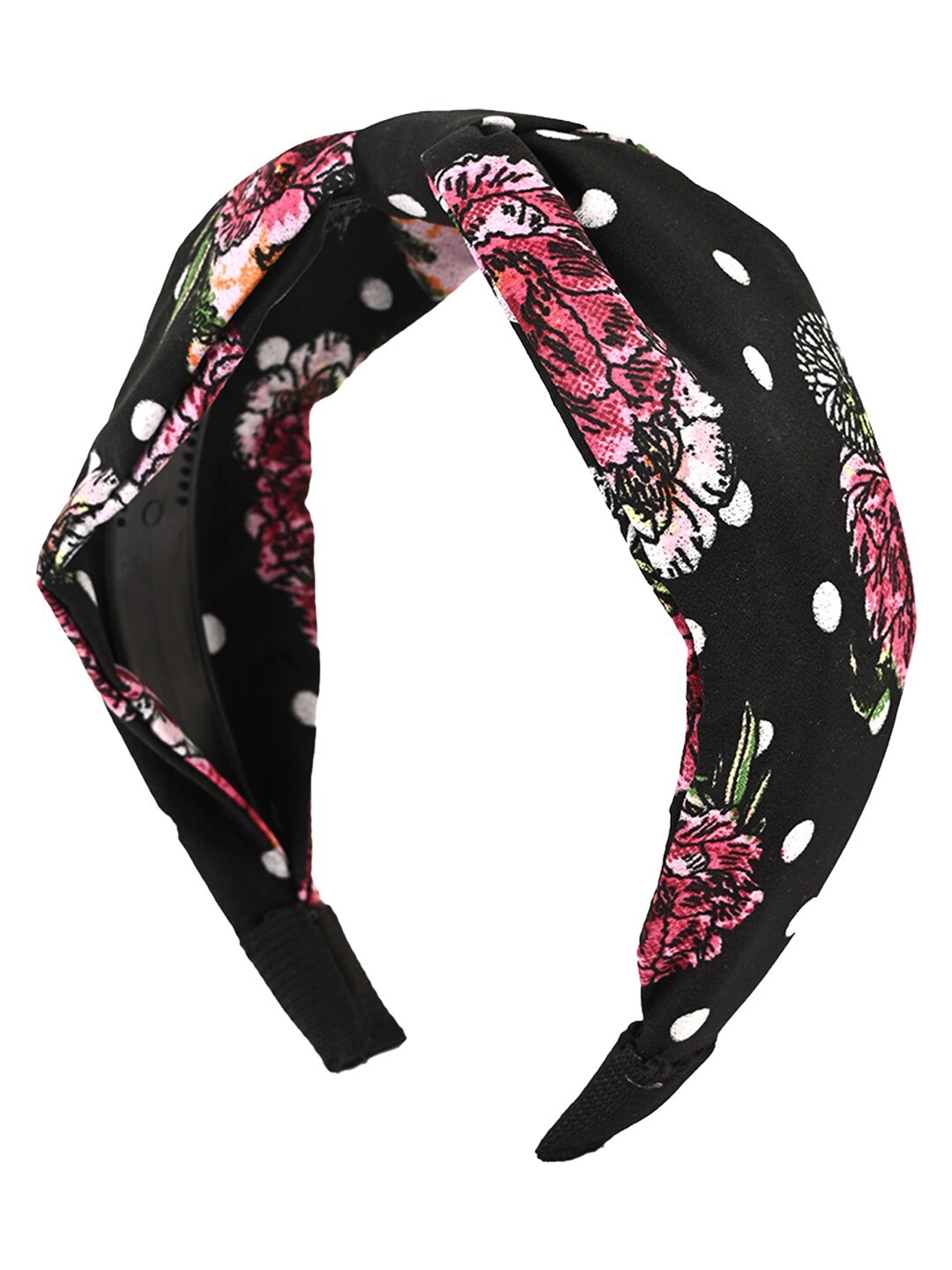 

BuckleUp Women Printed Hairband with Knot Detail, Black