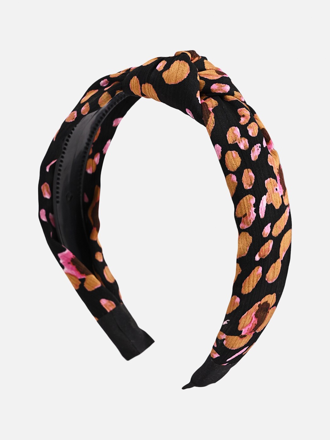 

BuckleUp Floral Printed Knot-Detail Hairband, Black