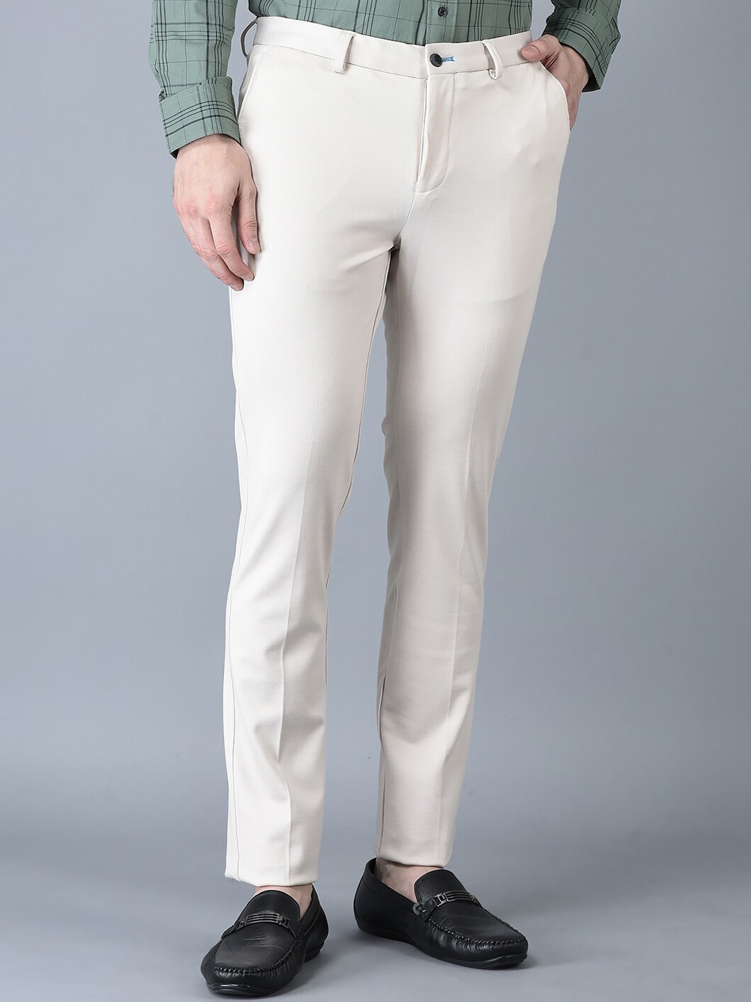 

CANOE Men Mid-Rise Smart Pure Cotton Chinos Trousers, Beige