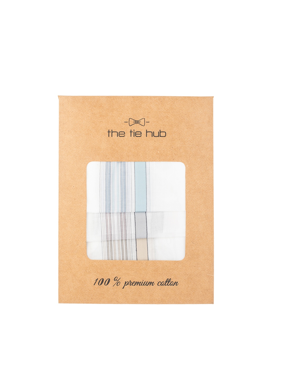 

The Tie Hub Men Set Of 3 Pure Cotton Handkerchief, White