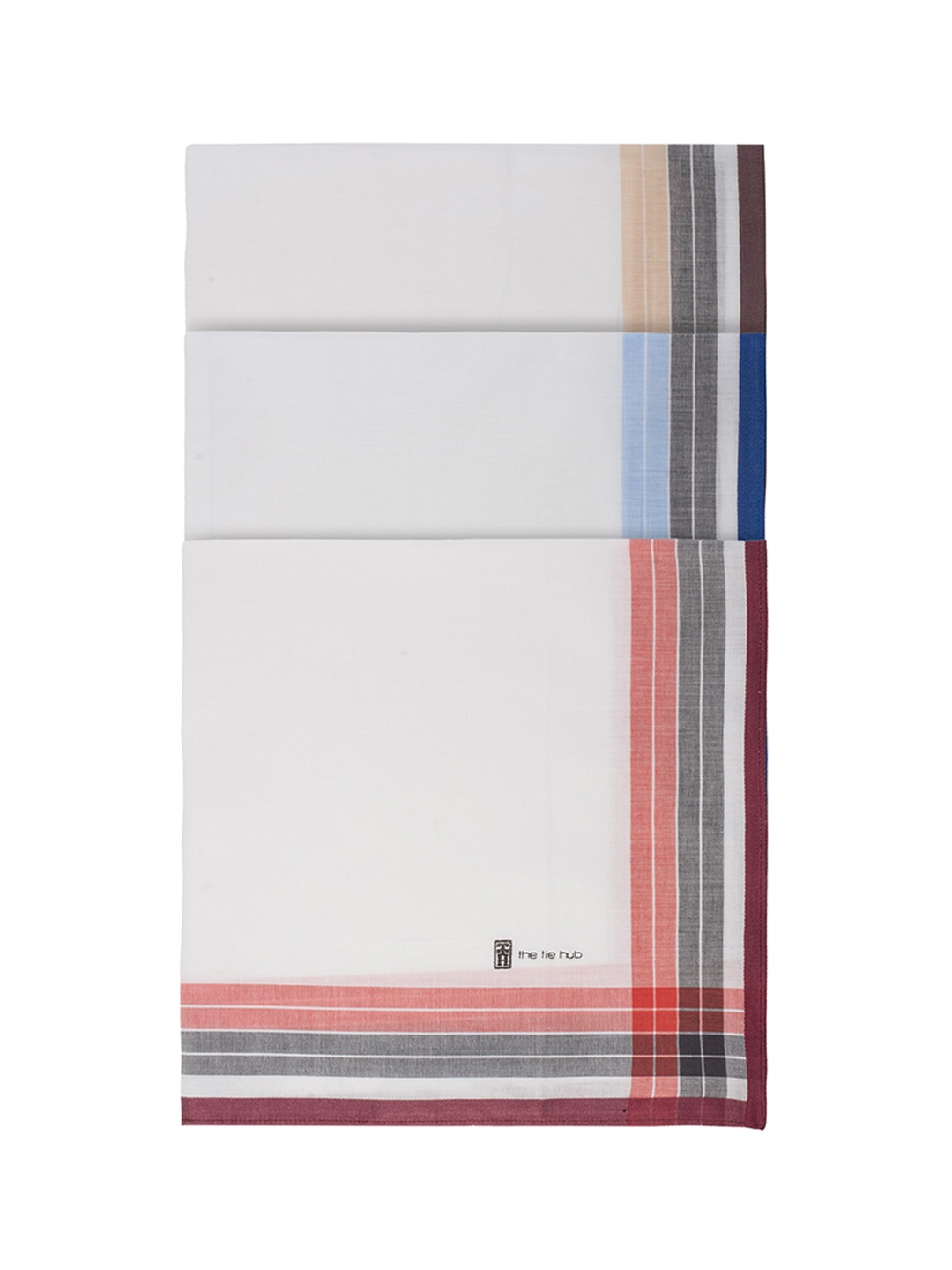 

The Tie Hub Men Pack Of 3 Striped Pure Cotton Formal Handkerchiefs, White