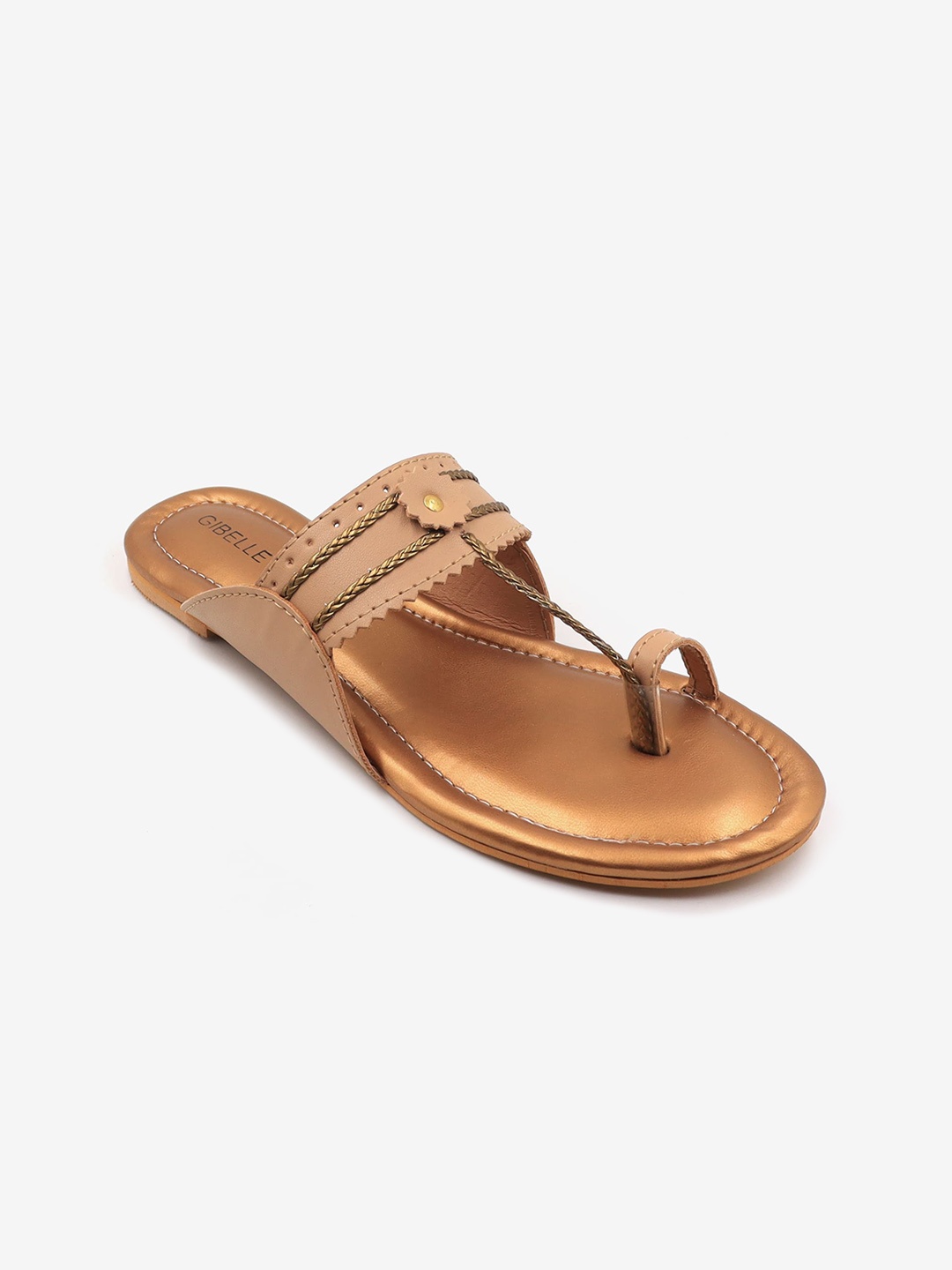 

Gibelle Braided One Toe Kolhapuri Flats, Copper