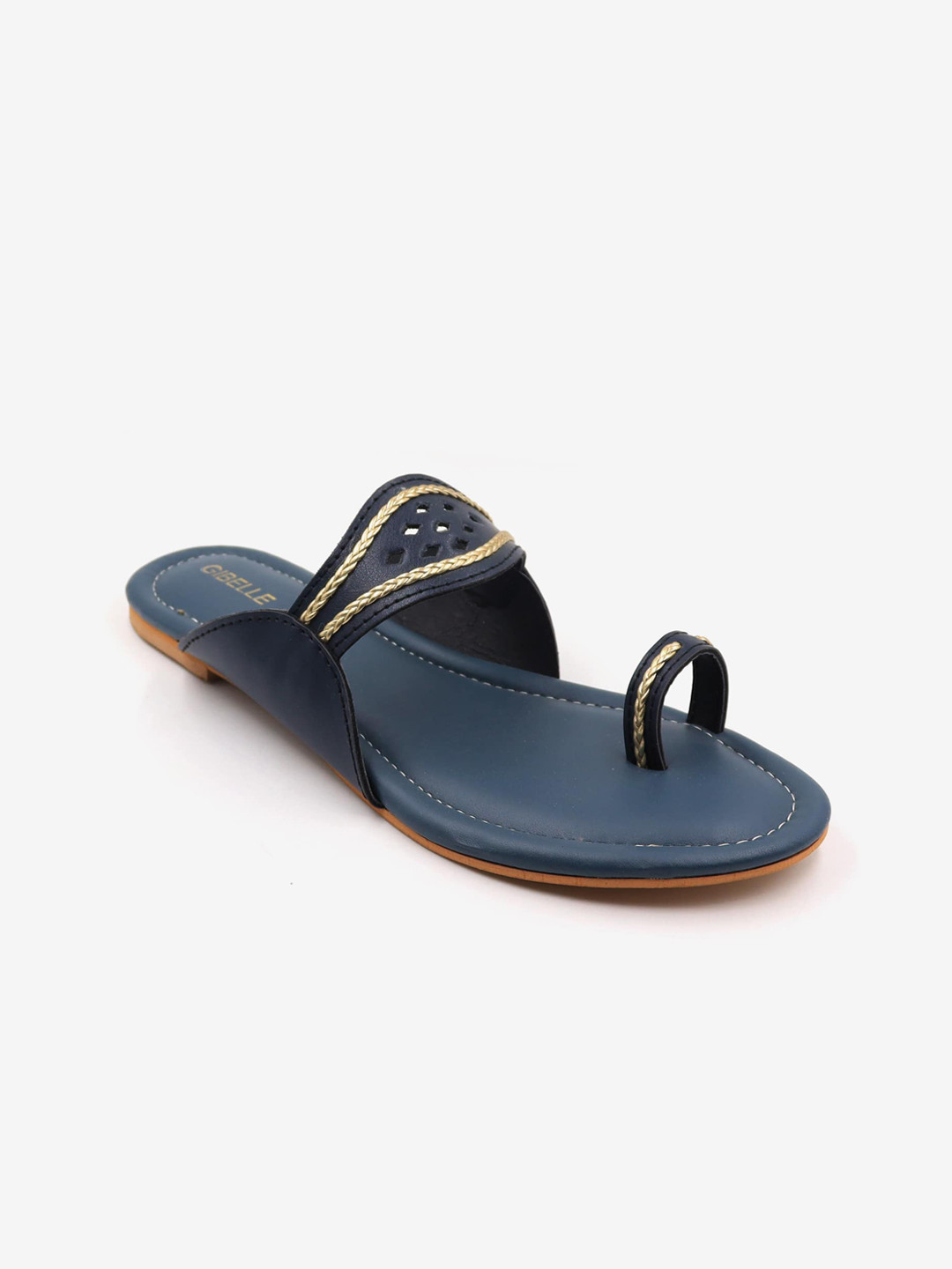 

Gibelle Braided One Toe Kolhapuri Flats, Navy blue