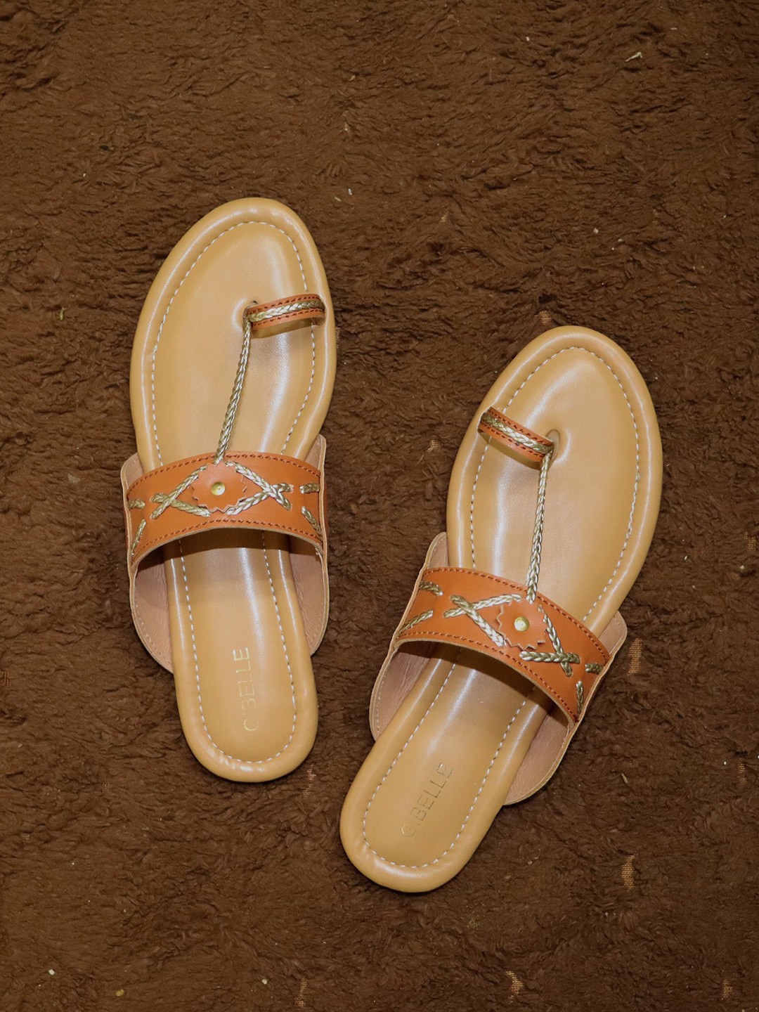 

Gibelle Braided One Toe Kolhapuri Flats, Tan