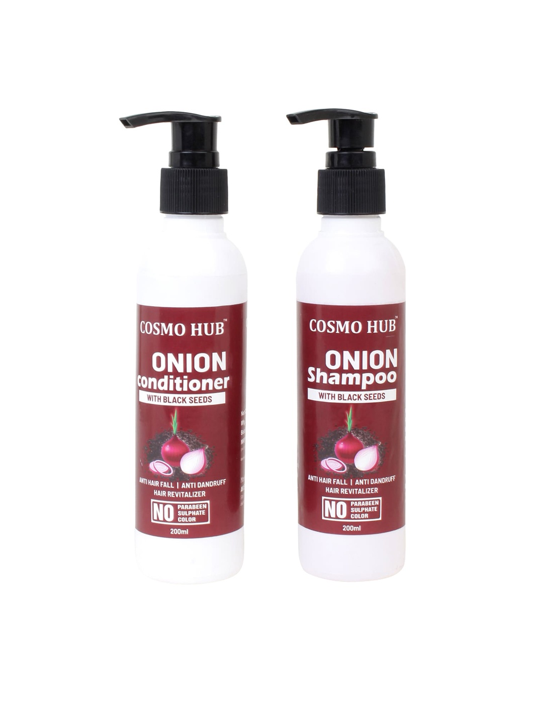 

COSMO HUB Combo Of Onion Shampoo & Conditioner With Black Seeds - 200ml Each, Maroon