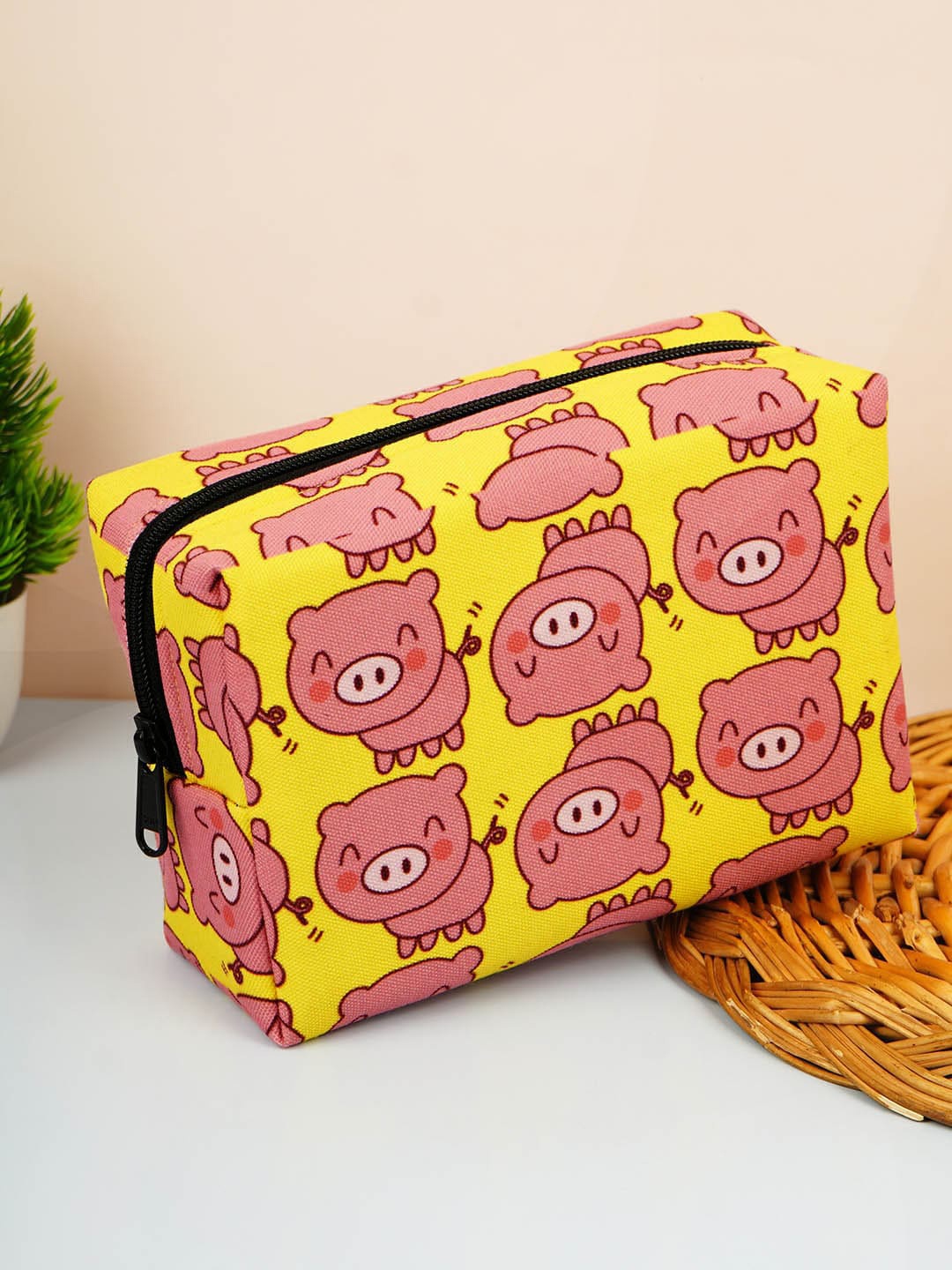 

Crazy Corner Printed Canvas Makeup Pouch, Yellow