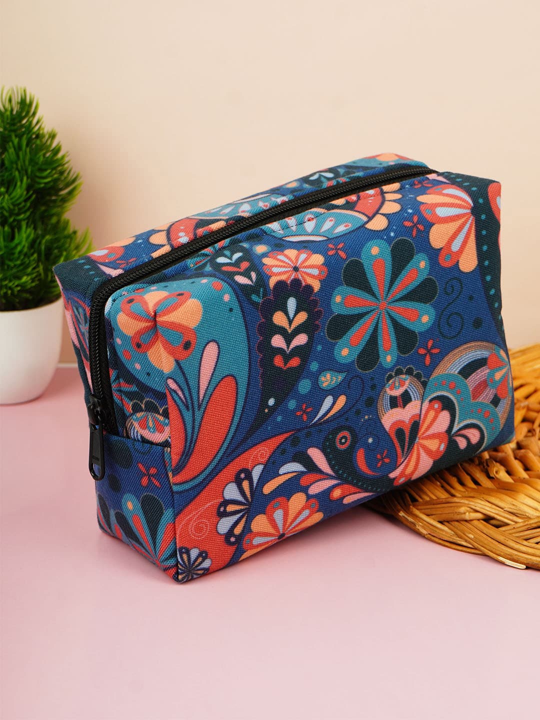 

Crazy Corner Printed Travel Makeup Pouch, Blue