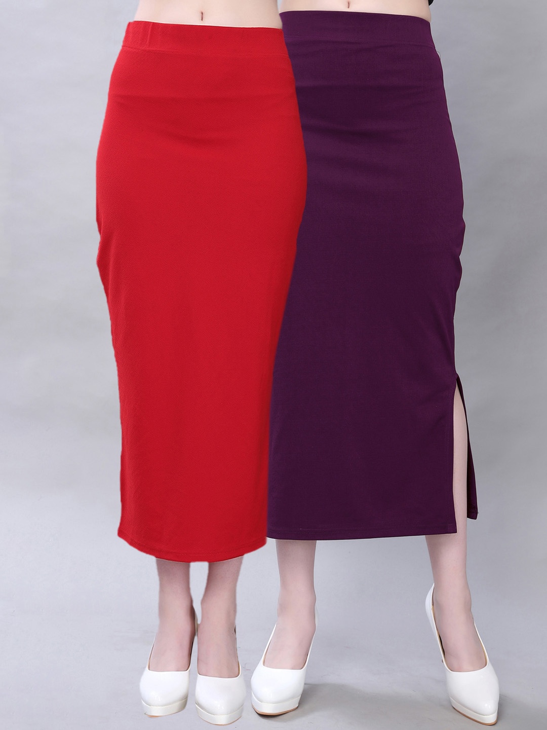 

Selvia Pack Of 2 Mid-Rise Saree Shapewear with Side Slit, Red