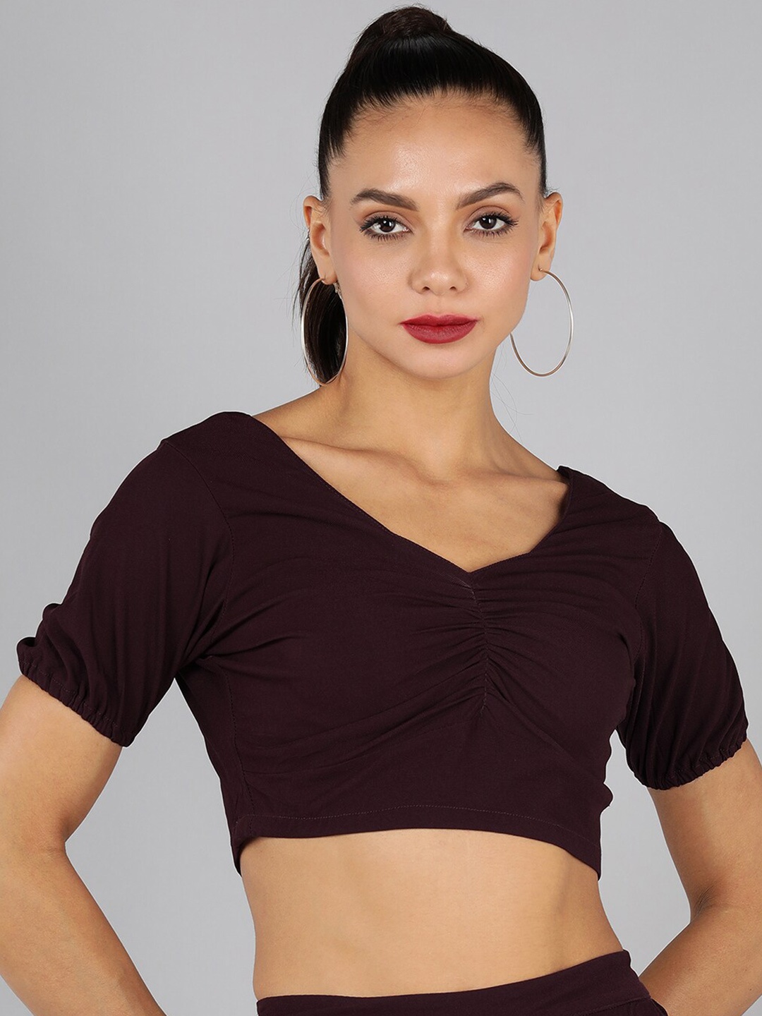 

Golden Kite Burgundy Crop Top