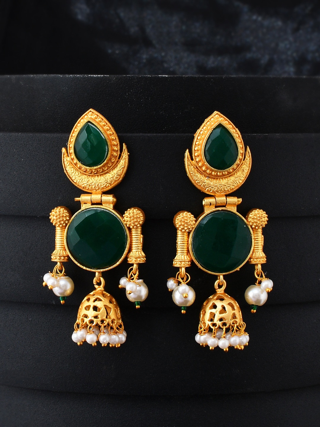 

Silvermerc Designs Gold-Plated Contemporary Jhumkas Earrings