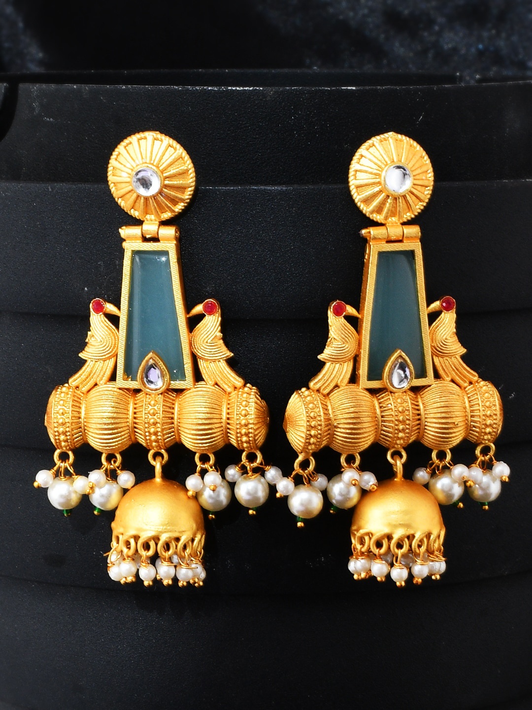 

Silvermerc Designs Gold-Plated Contemporary Jhumkas Earrings