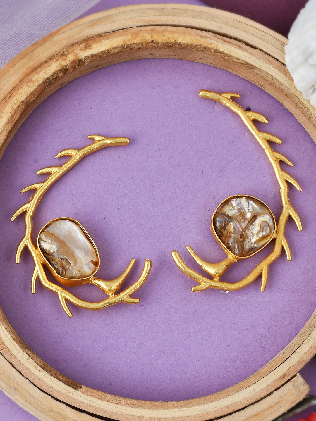 

Silvermerc Designs Gold-Plated Contemporary Drop Earrings
