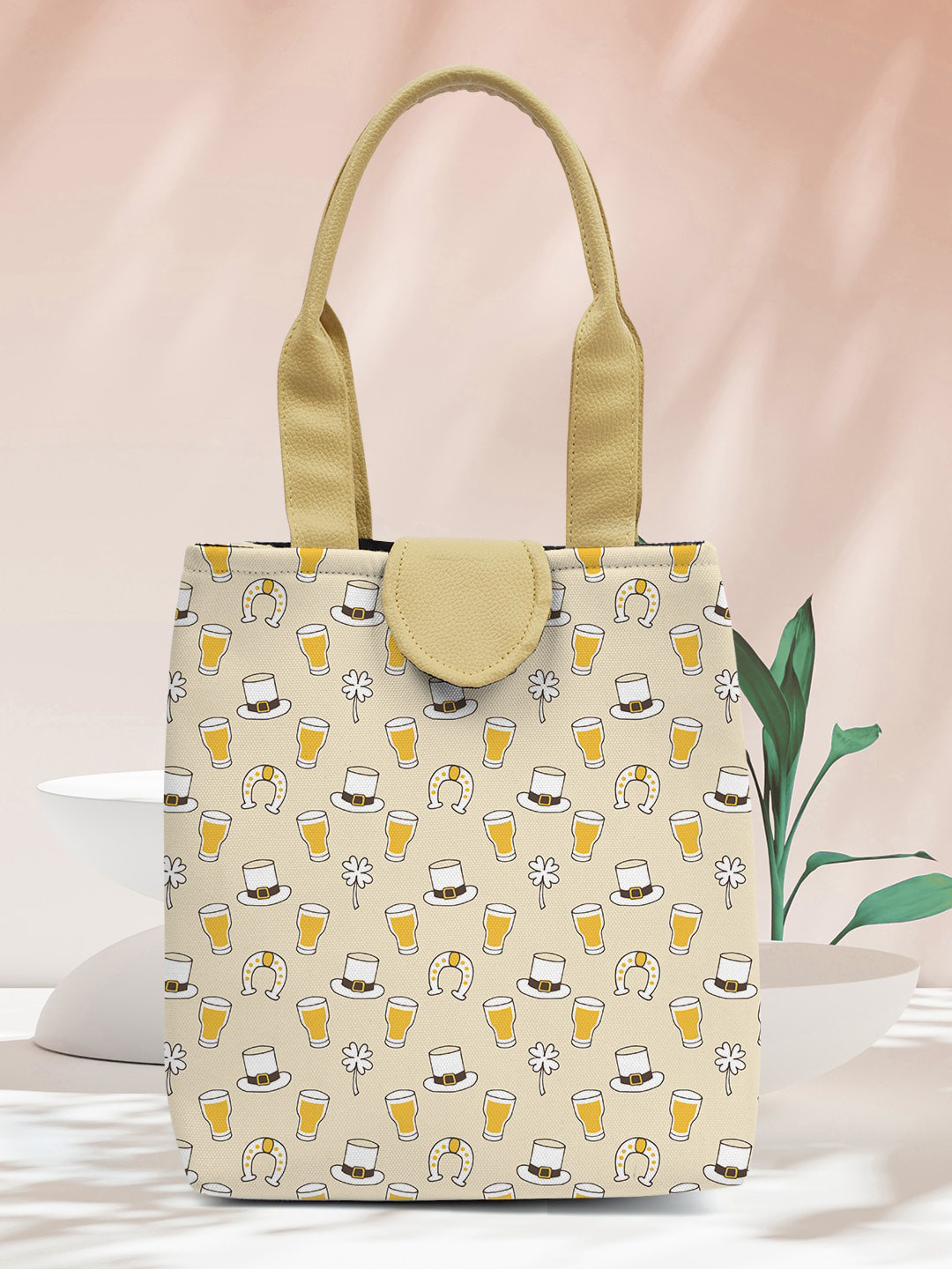 

Crazy Corner Printed Canvas Lunch Bag, Beige