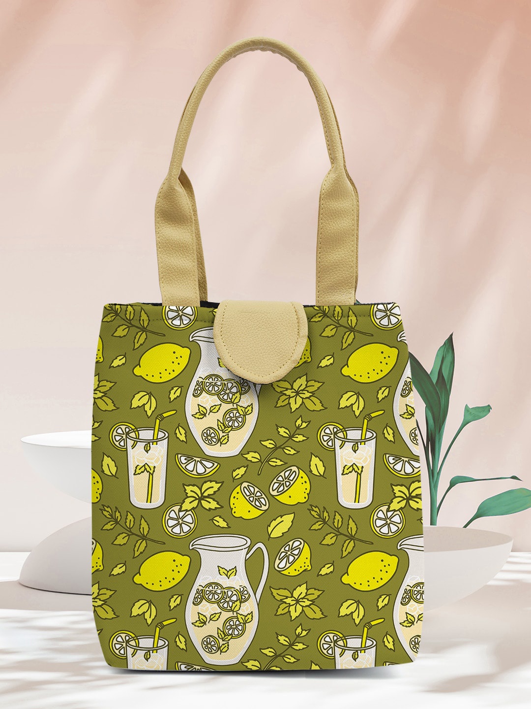 

Crazy Corner Printed Canvas Lunch Bag, Olive